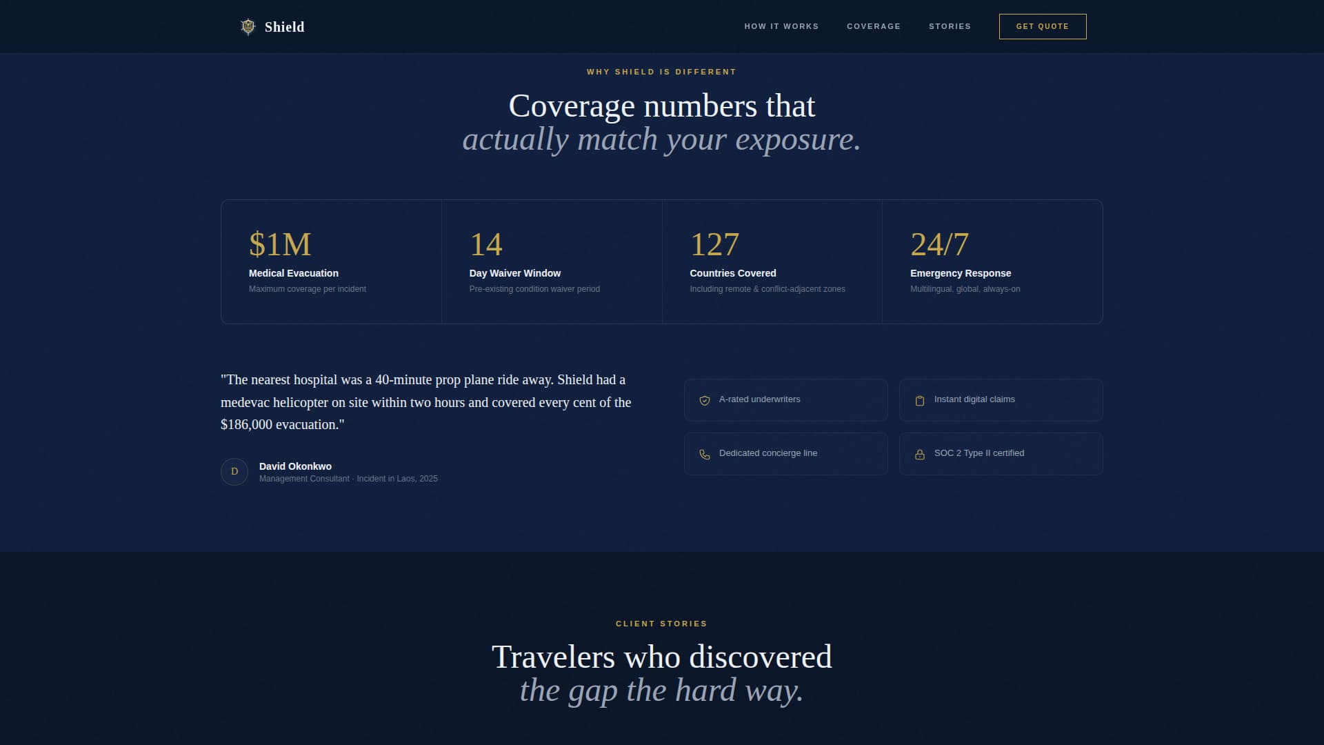 Shield - Premium Travelinsurance Landing Page Template