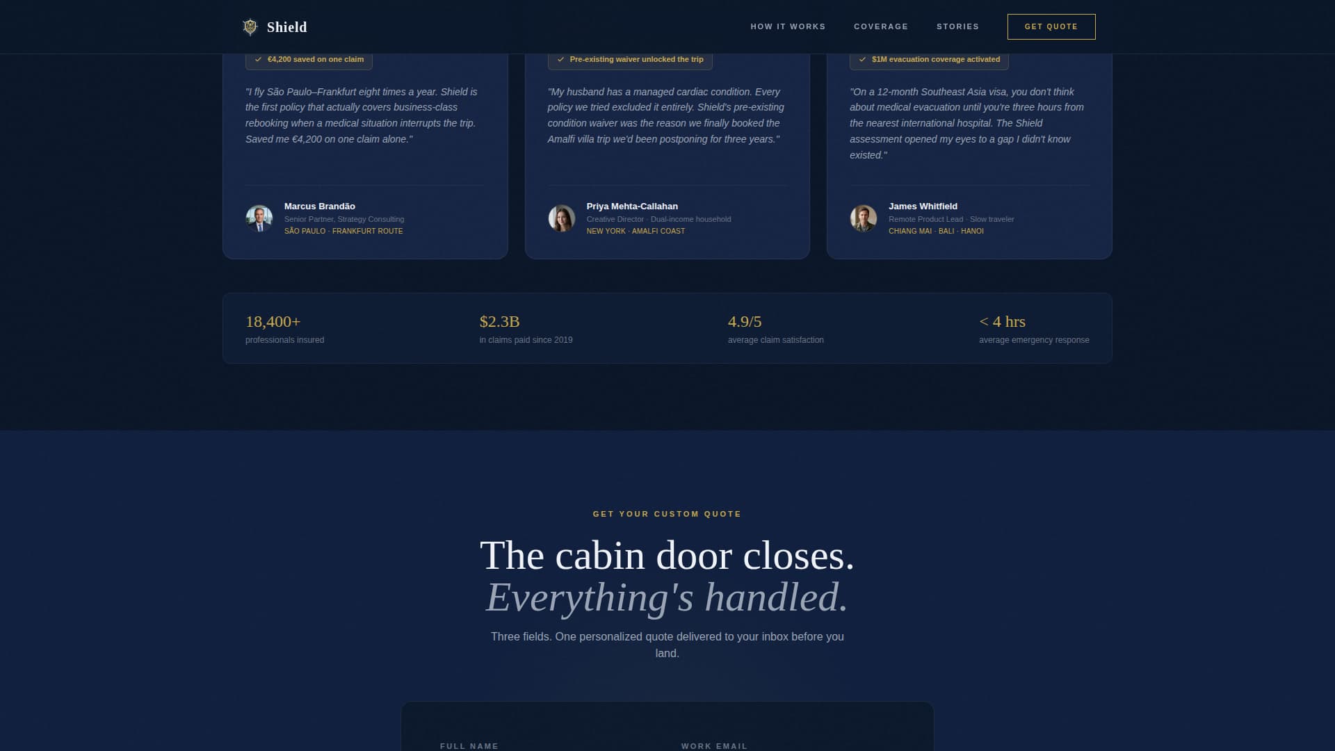 Shield - Premium Travelinsurance Landing Page Template
