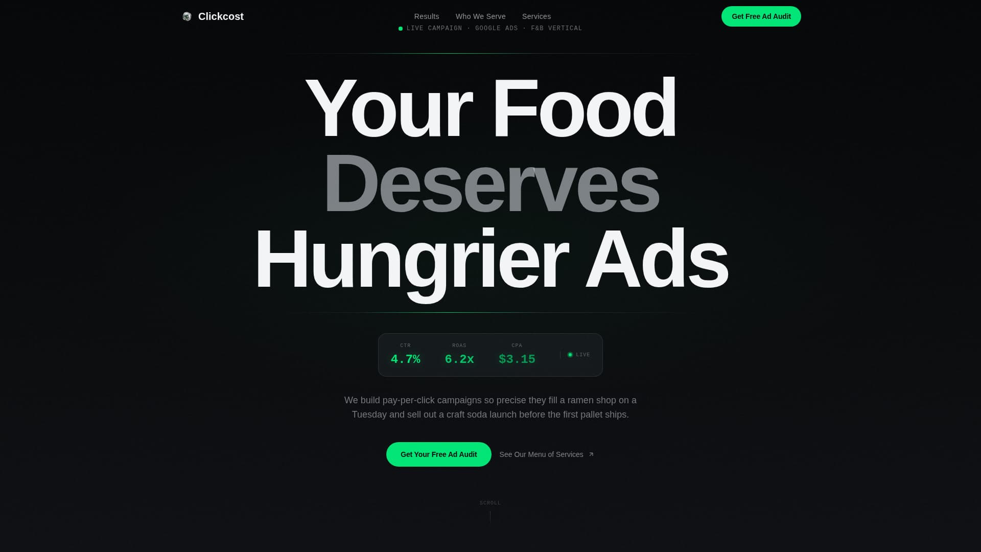 Food & Beverage Marketing & Agency Professional Website Template