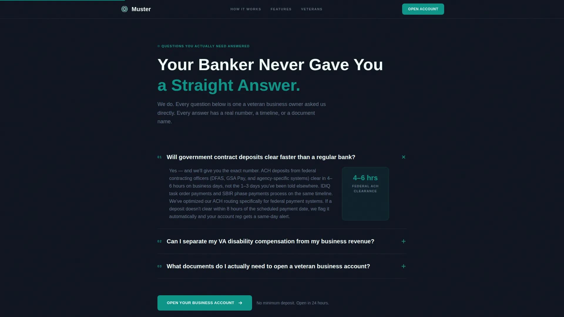 Establish — Veteran Business Checking Landing Page Template