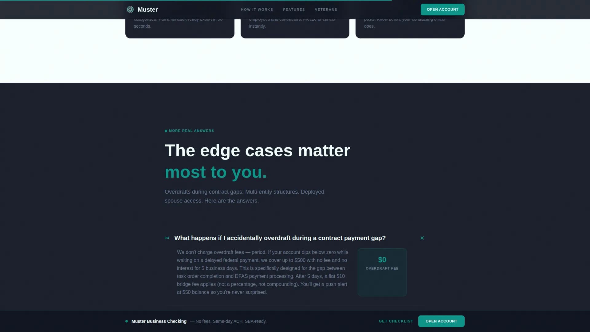 Establish — Veteran Business Checking Landing Page Template