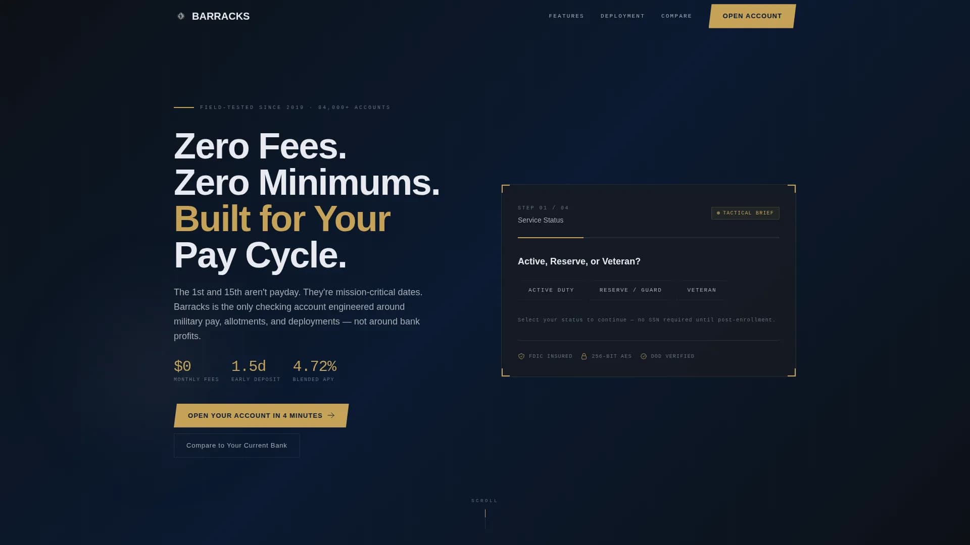Deploy — Military Checking Account Landing Page Template