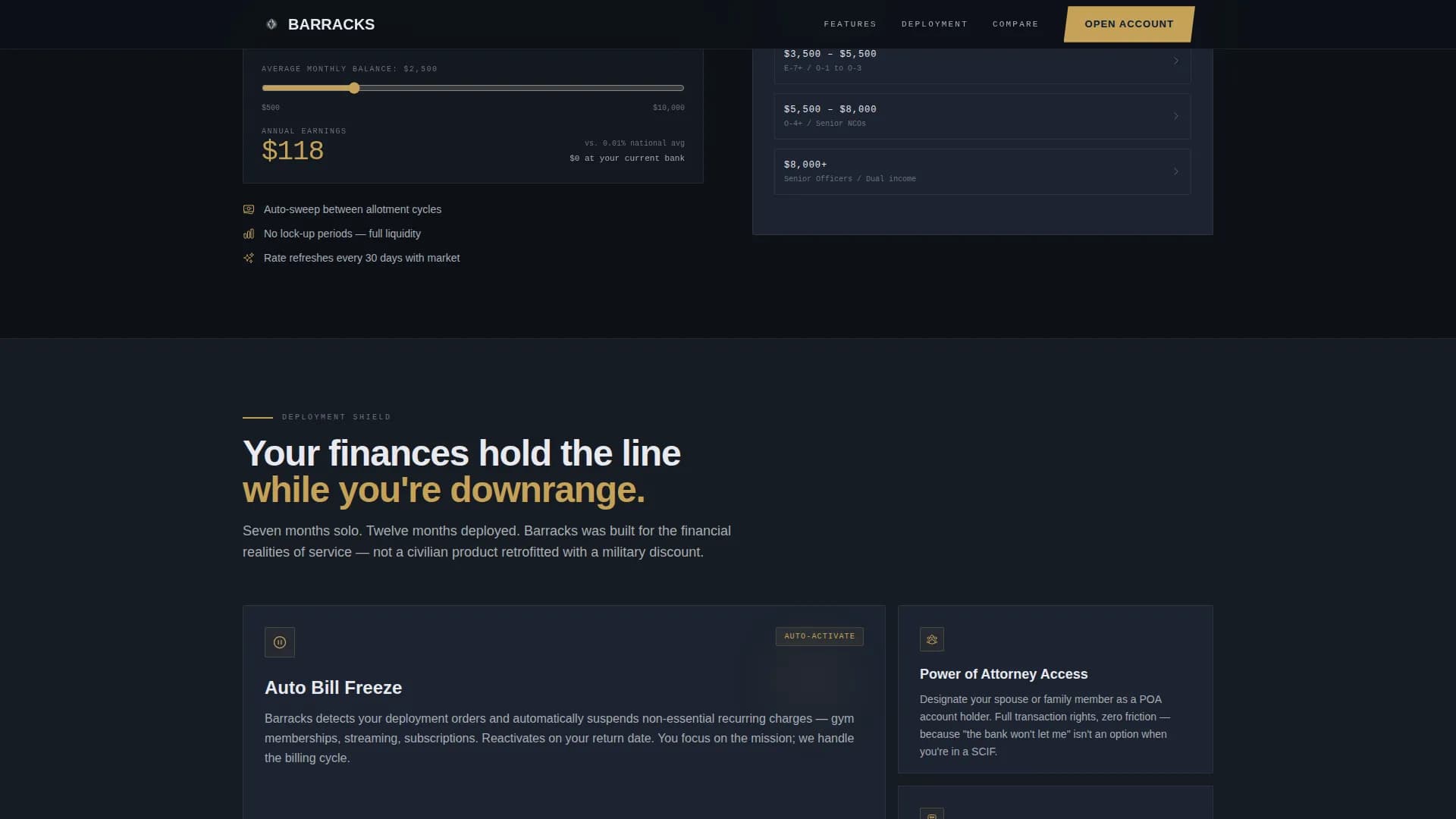 Deploy — Military Checking Account Landing Page Template