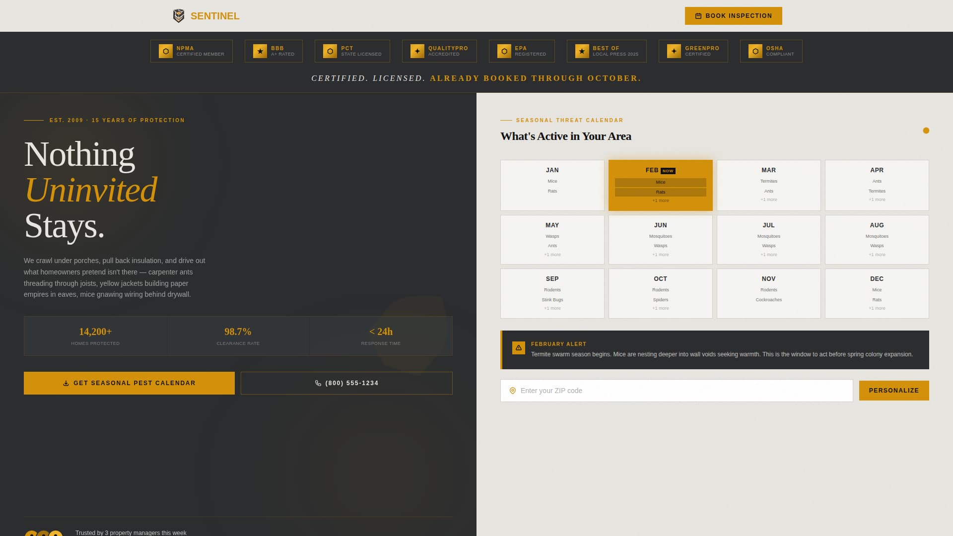 Pest Control Marketing Booking Website Template