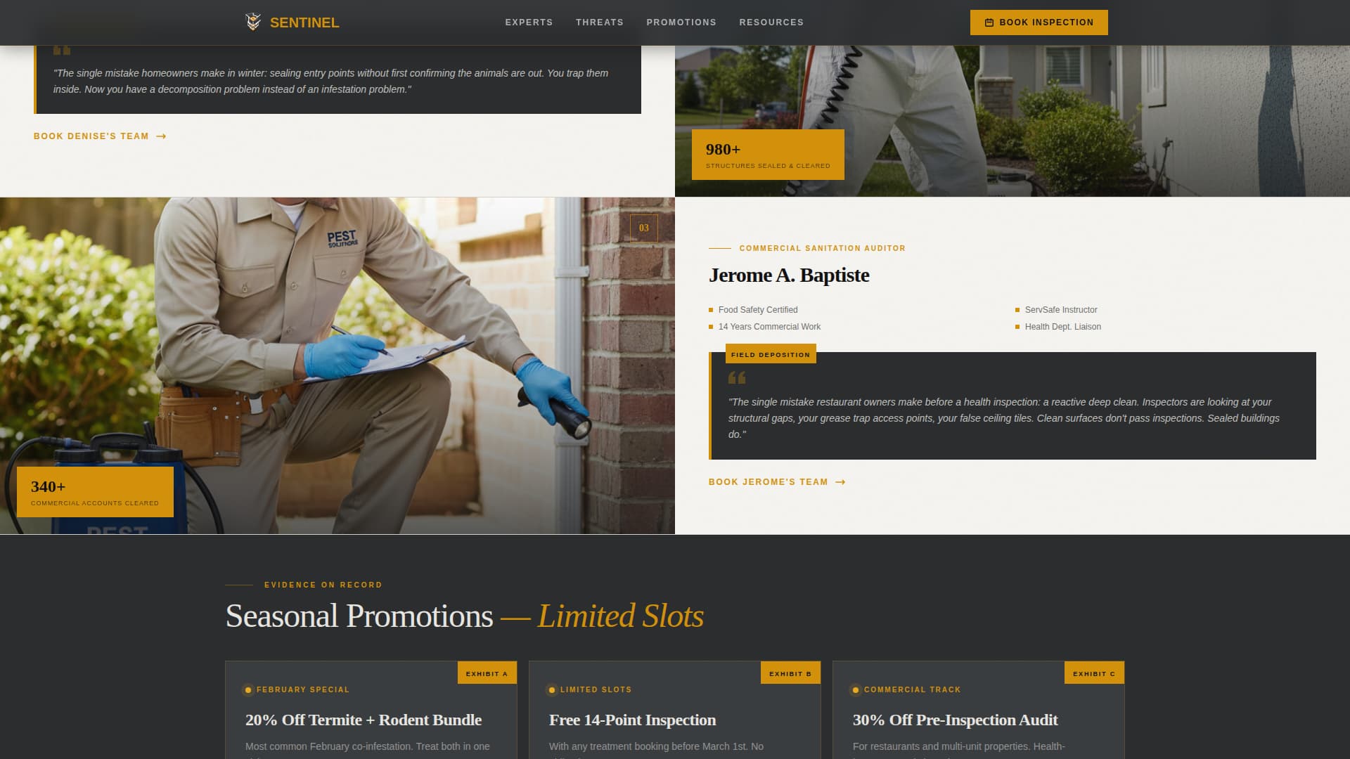 Pest Control Marketing Booking Website Template