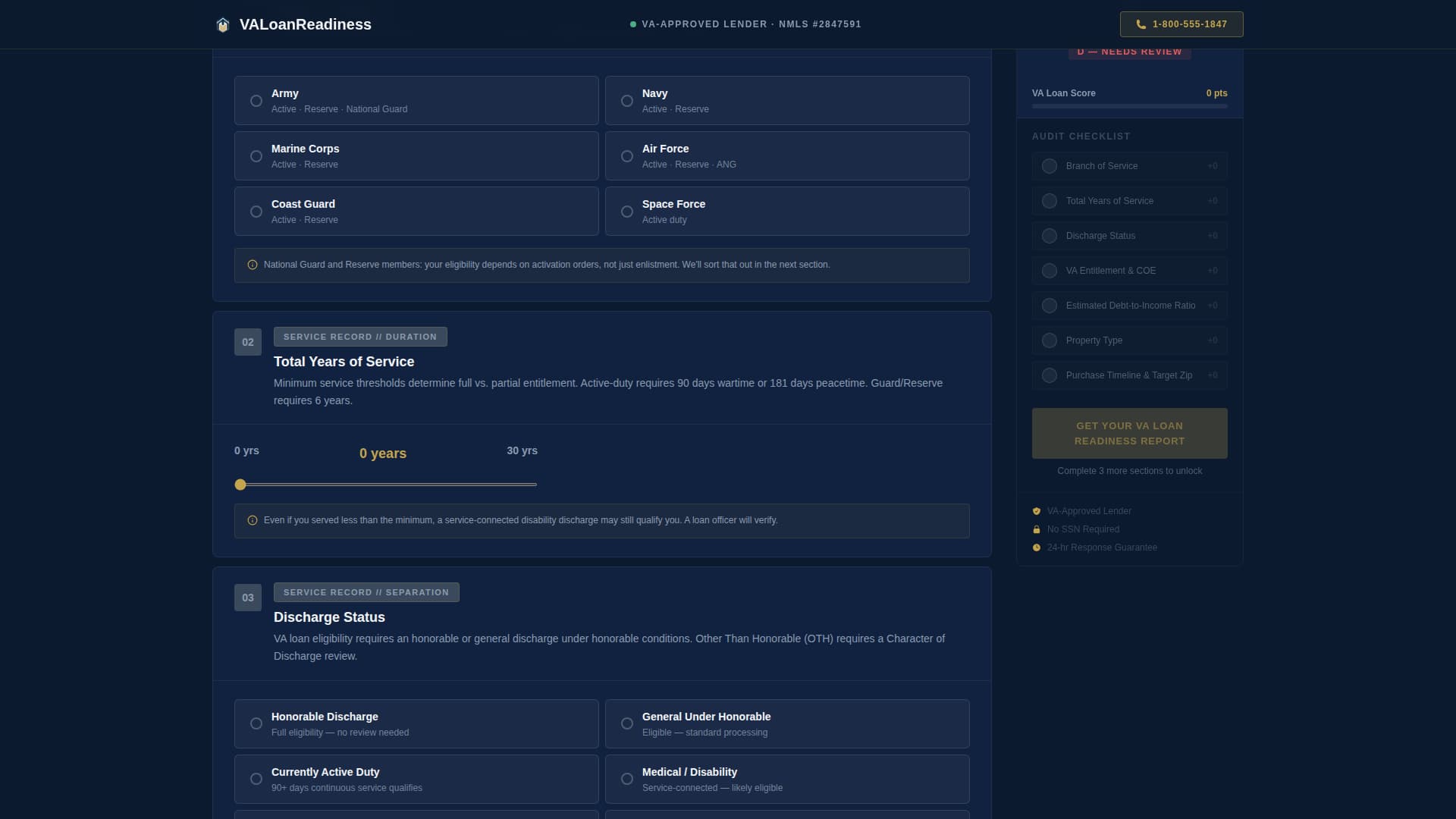 Vaready - Precision Military Landing Page Template