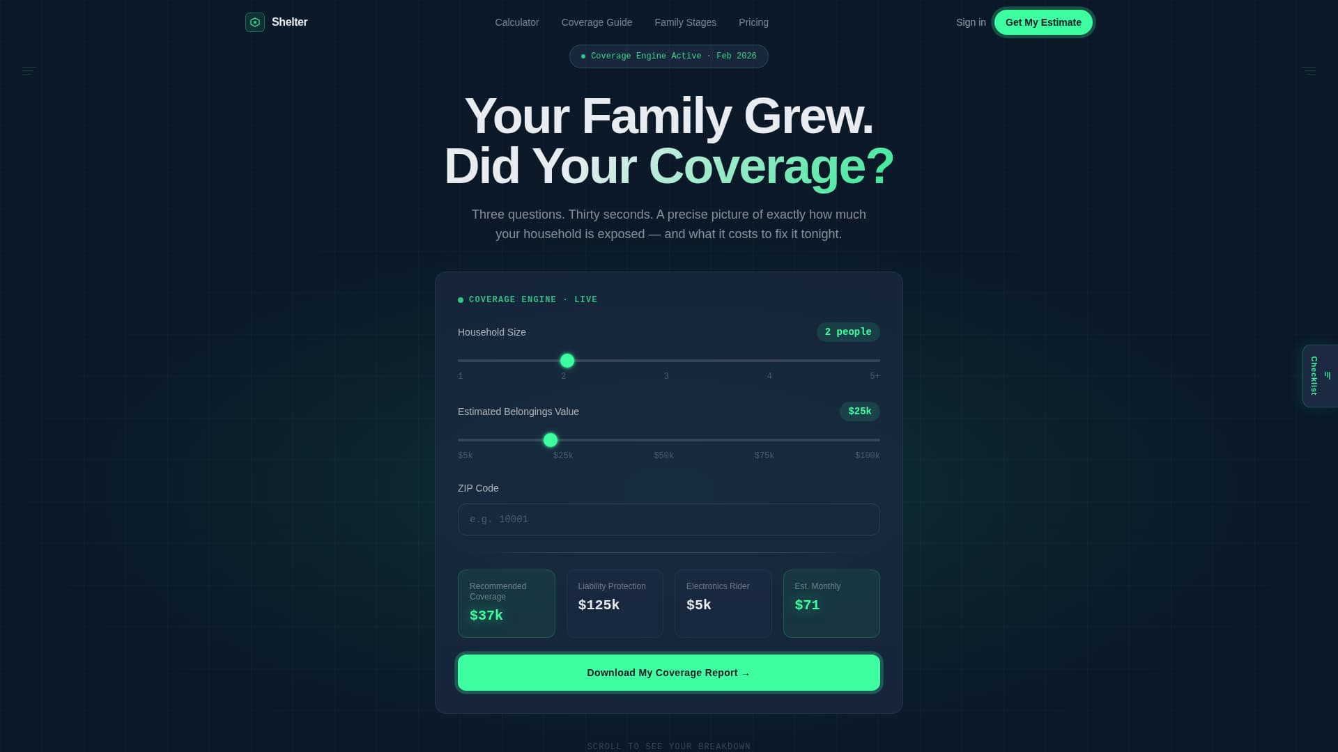 Growing Family Insurance Cost Calculator Website Template