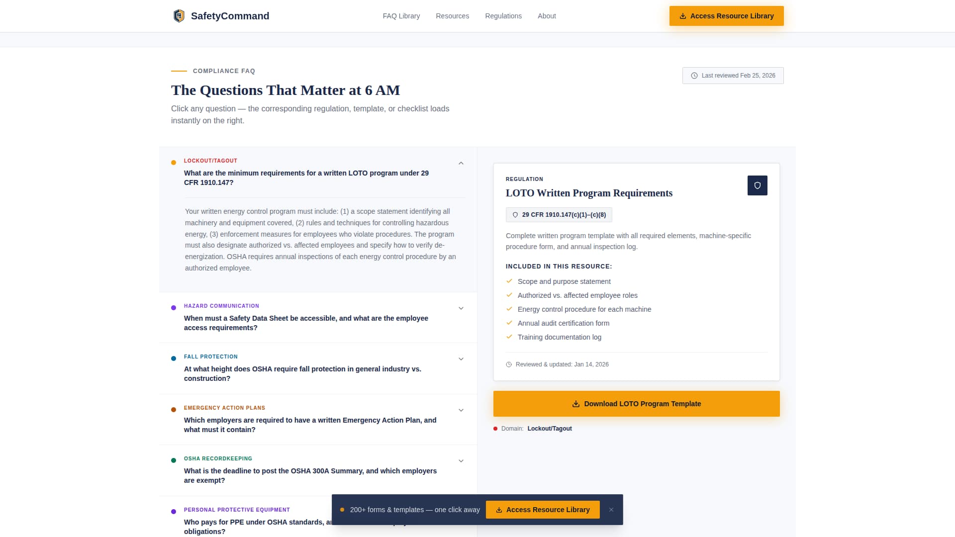 Safety Officer FAQ Website Template