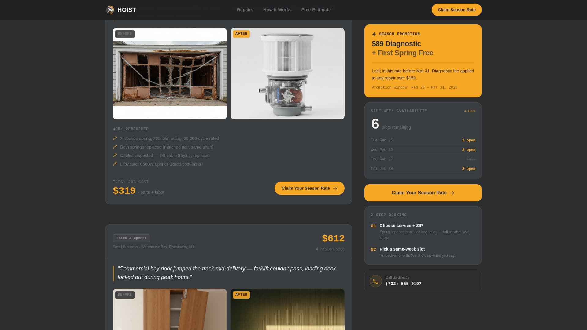 Hoist — Expert Garage-Door Repair Landing Page Template