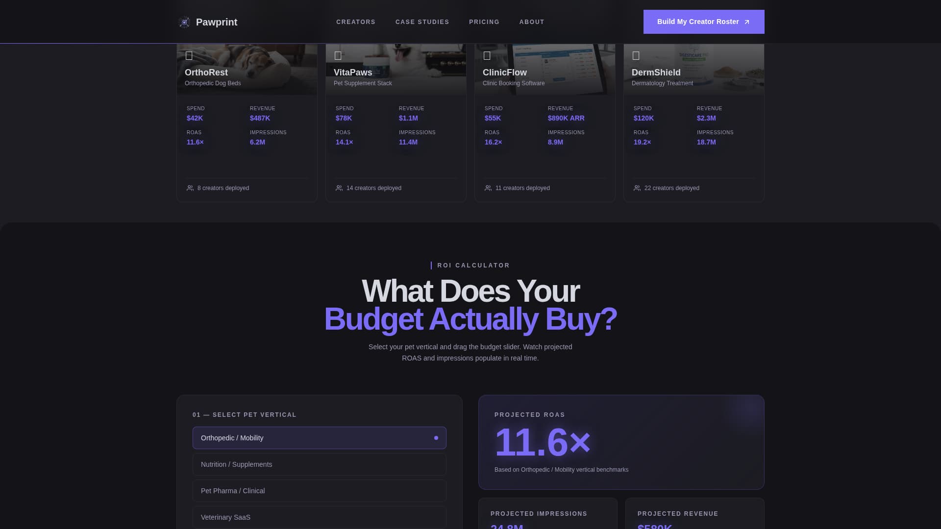 Veterinary Marketing & Agency Cost Calculator Website Template