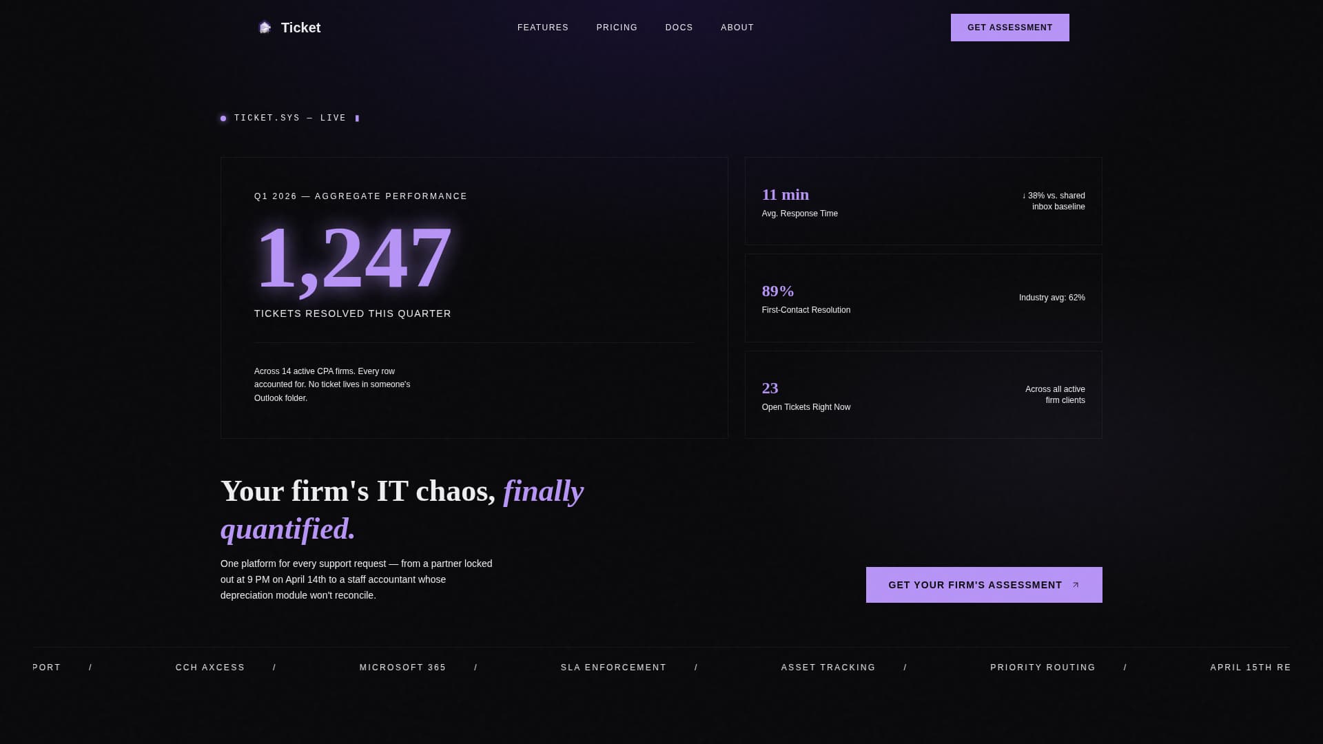 Ticket - Streamlined Helpdesk Landing Page Template