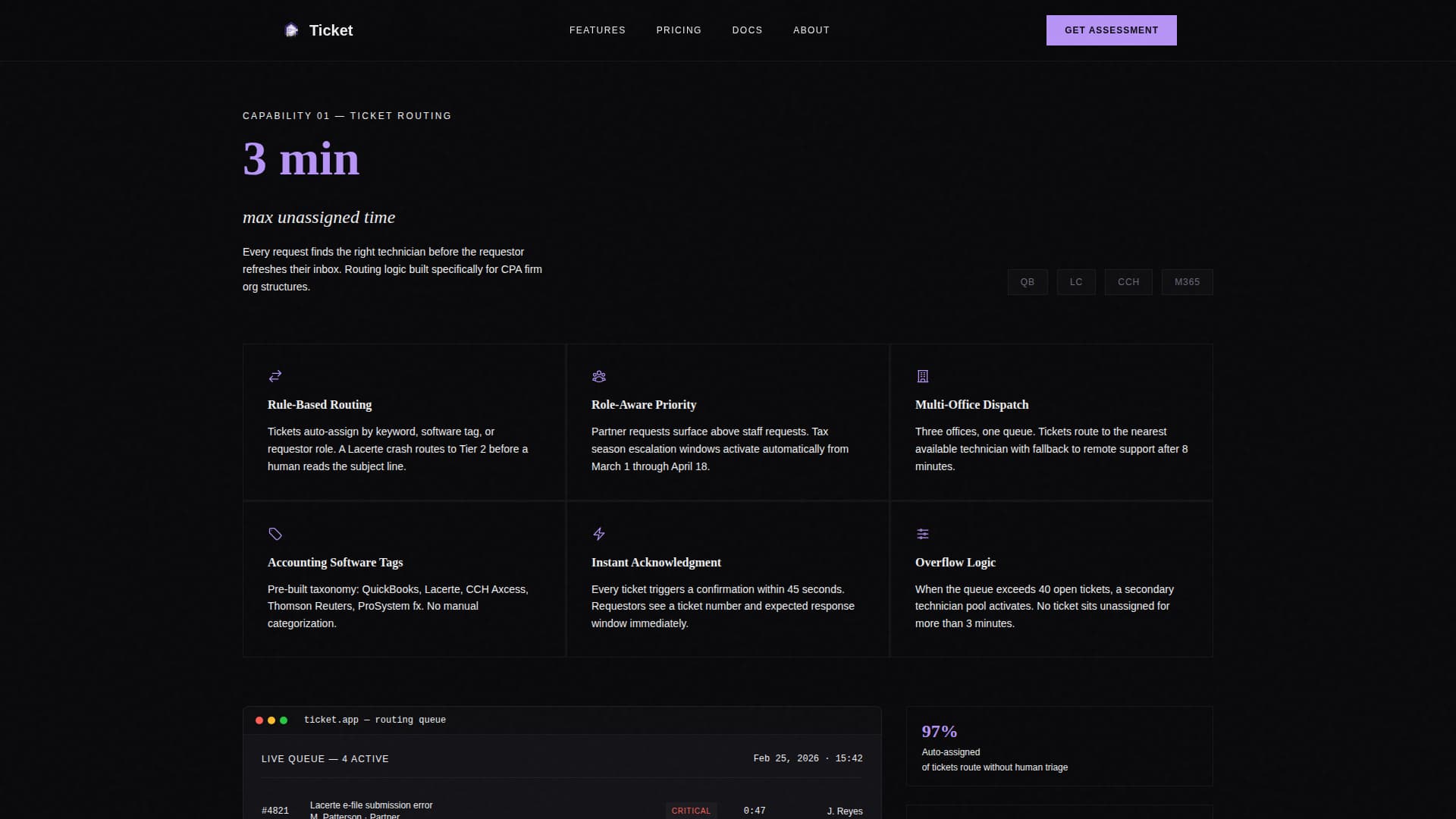 Ticket - Streamlined Helpdesk Landing Page Template