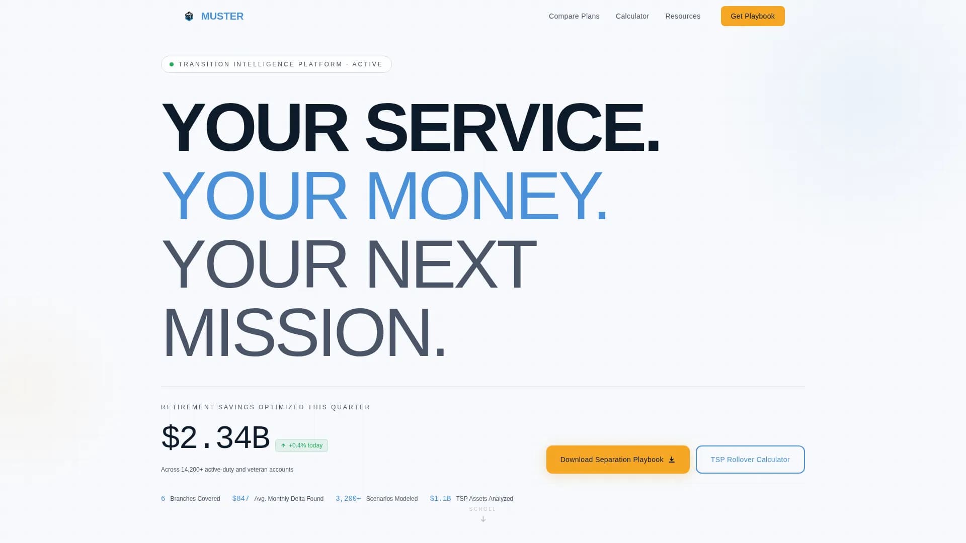Command — Military Retirement Dashboard Landing Page Template