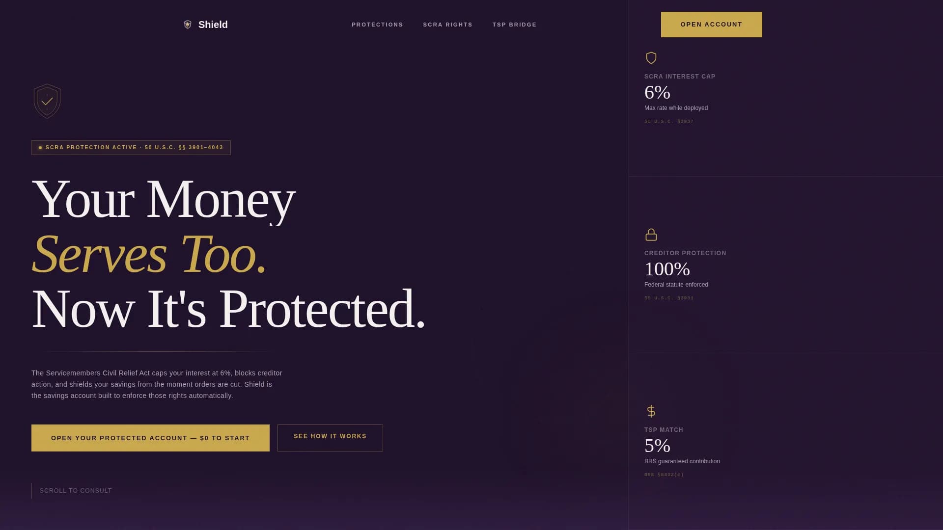 Shield - Protected Military Savings Landing Page Template