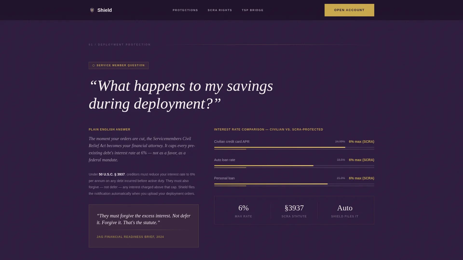 Shield - Protected Military Savings Landing Page Template