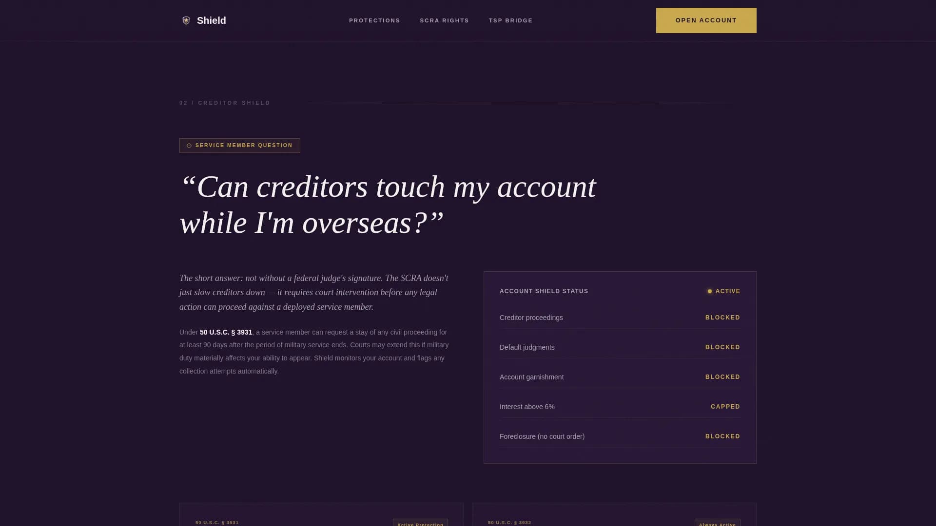 Shield - Protected Military Savings Landing Page Template