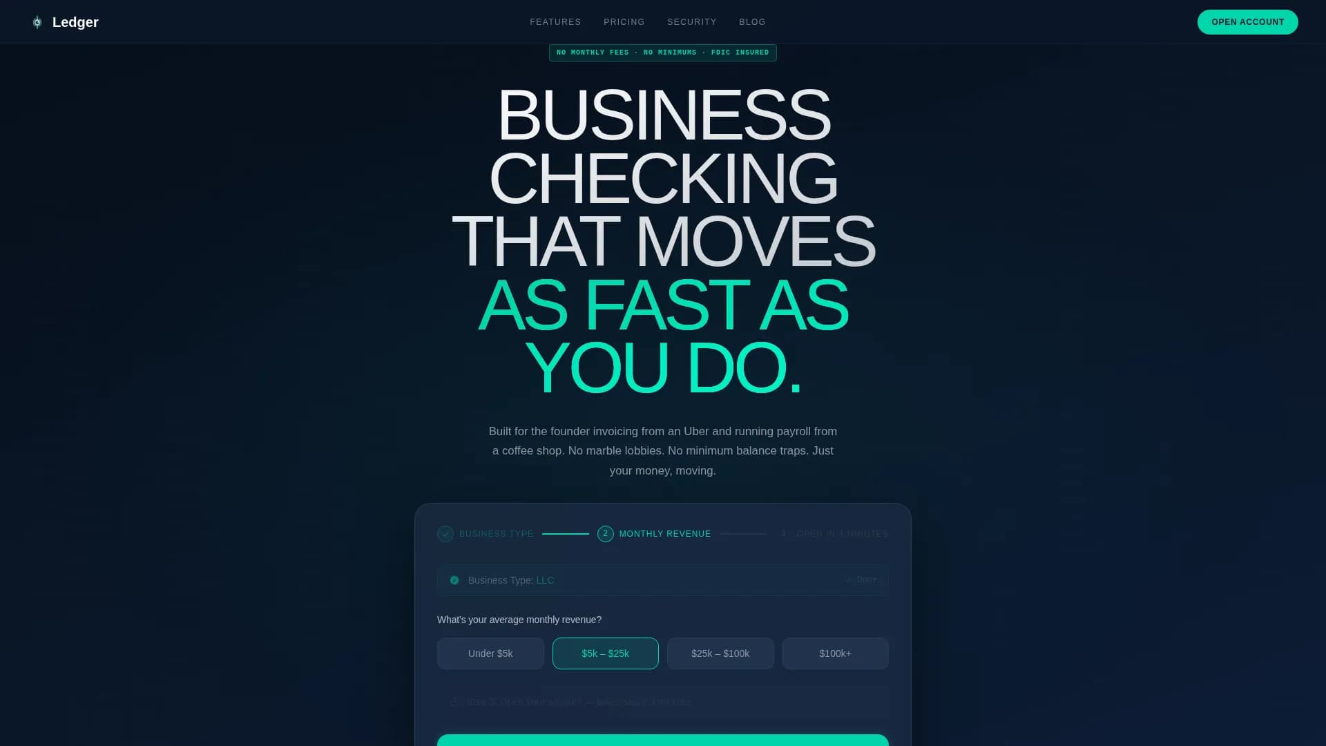 Ledger - Precision Business Checking Landing Page Template