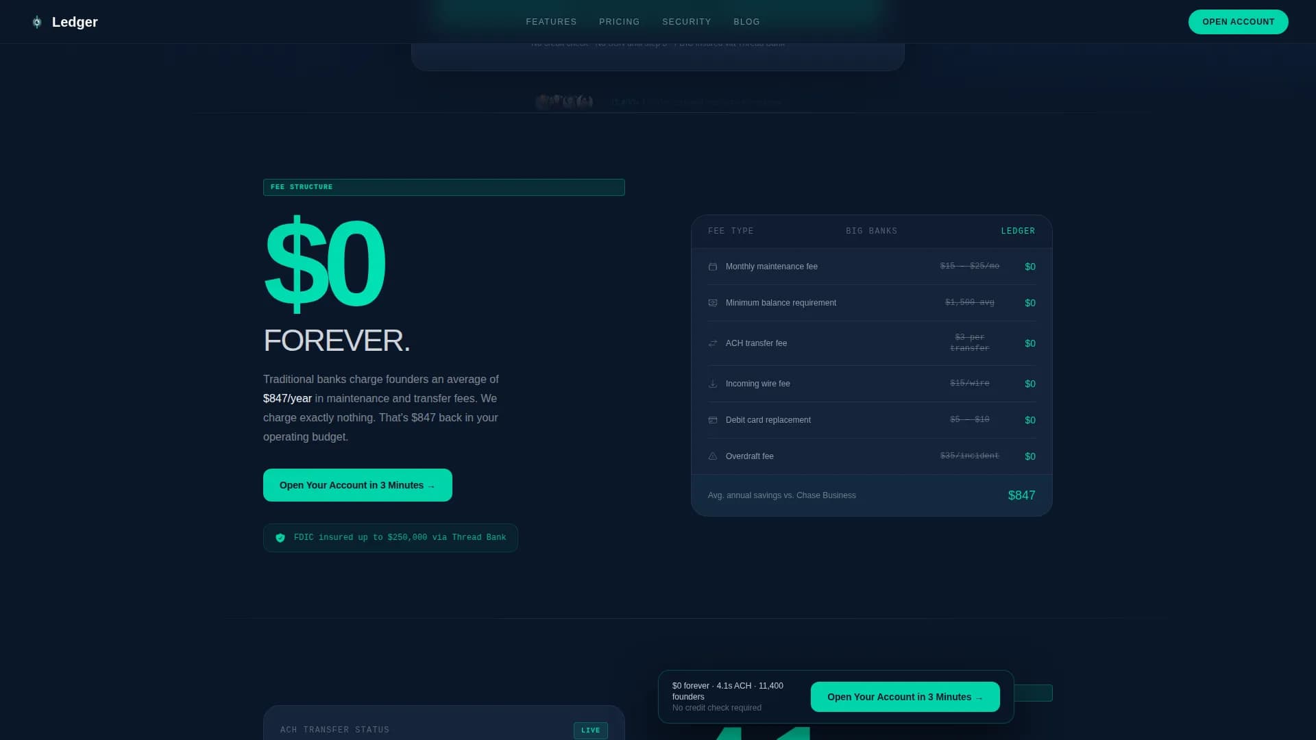 Ledger - Precision Business Checking Landing Page Template