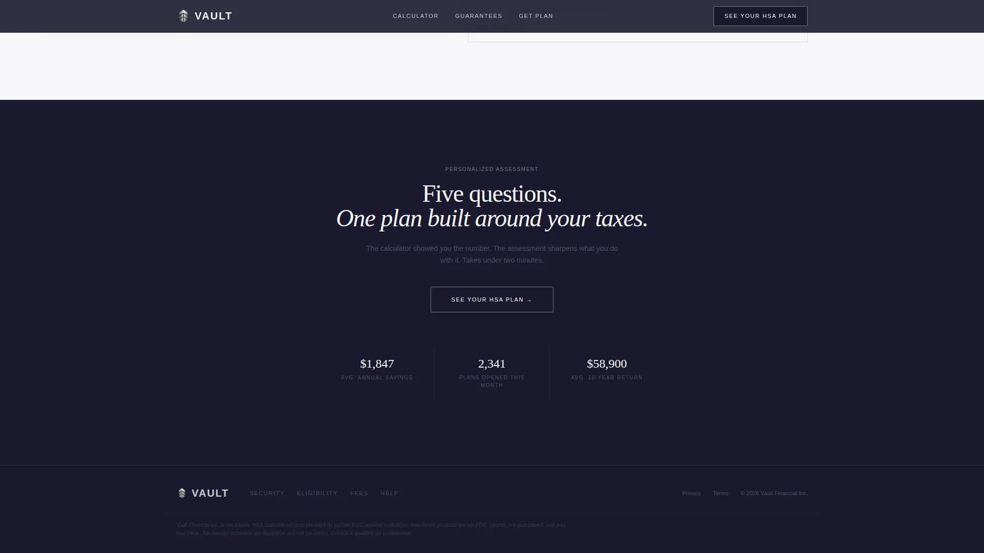 Vault - Triple Tax Advantage HSA Landing Page Template
