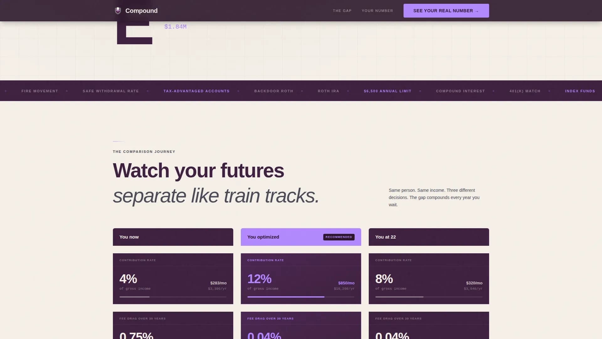 Compound - Digital Retirement Account Landing Page Template