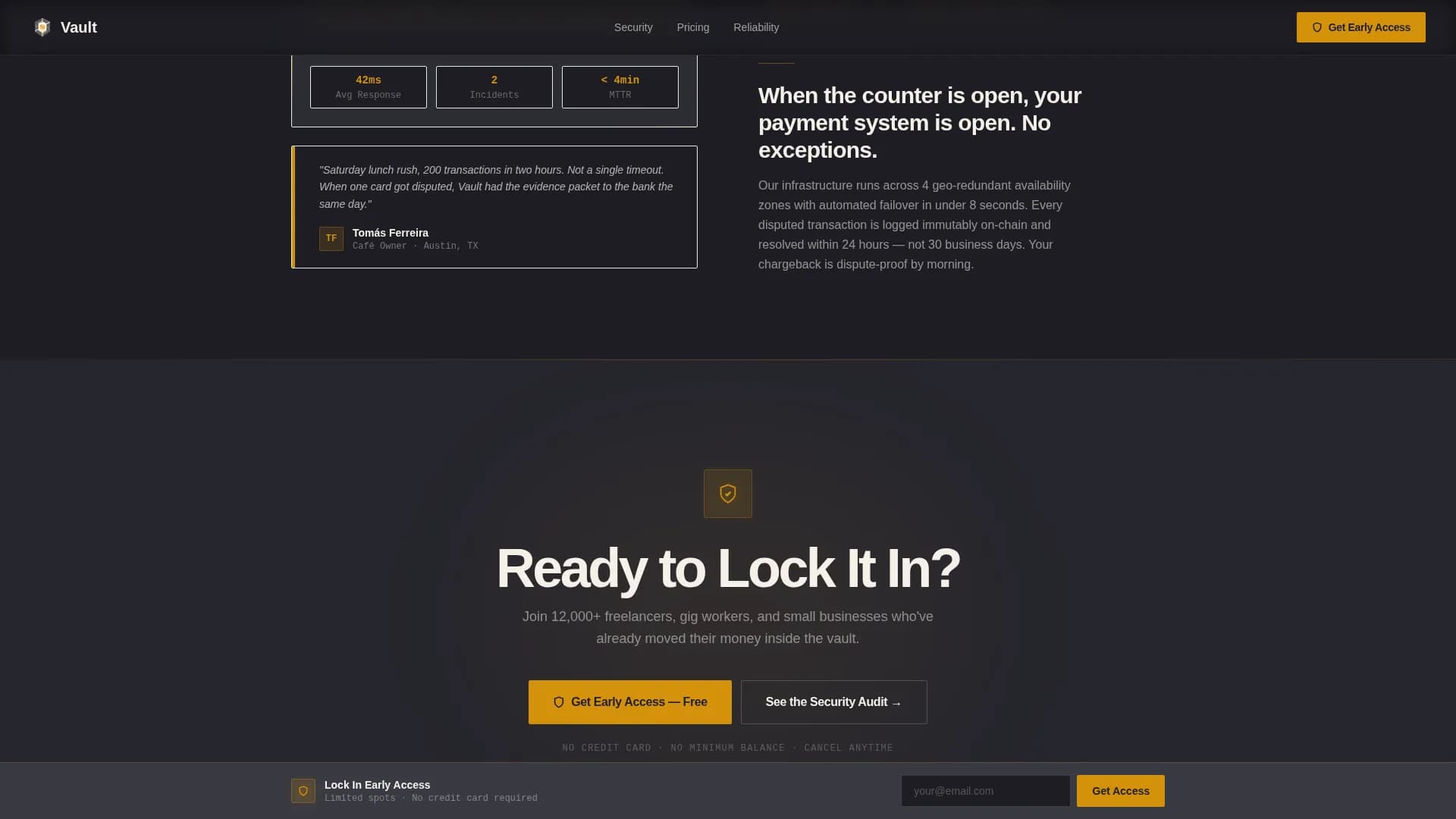 Vault - Secure Digital Wallet Landing Page Template