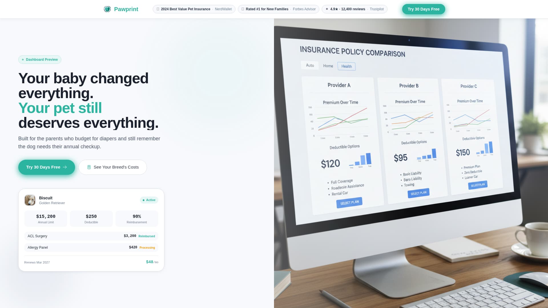 Pawprint - Trusted Petinsurance Landing Page Template
