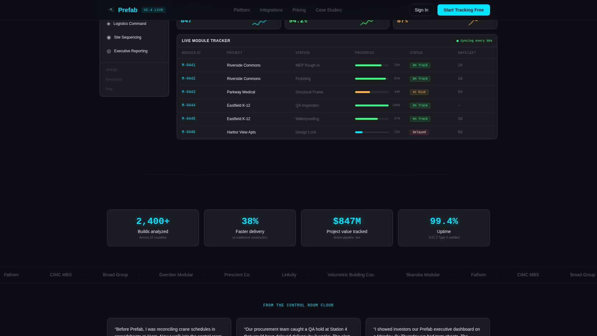 Modular Construction Vertical SaaS Cost Calculator Website Template