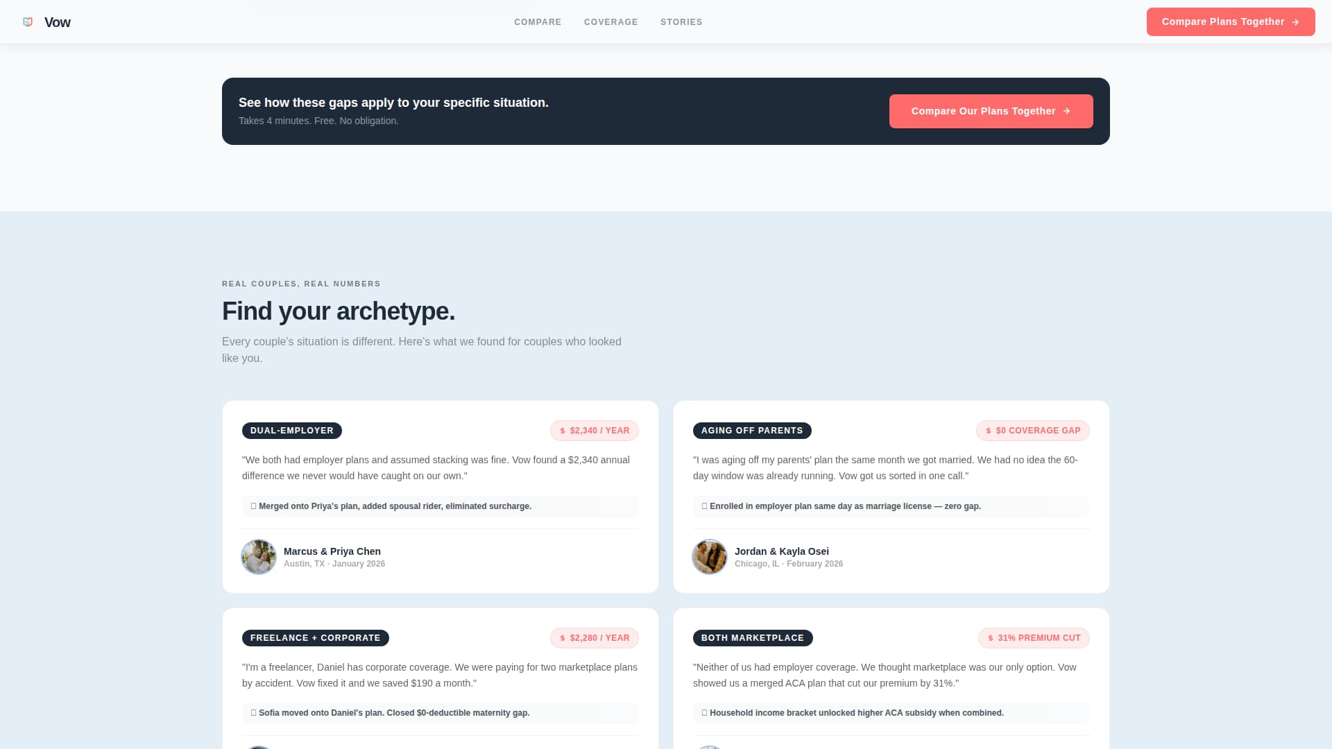 Vow - Smart Newlywed Landing Page Template
