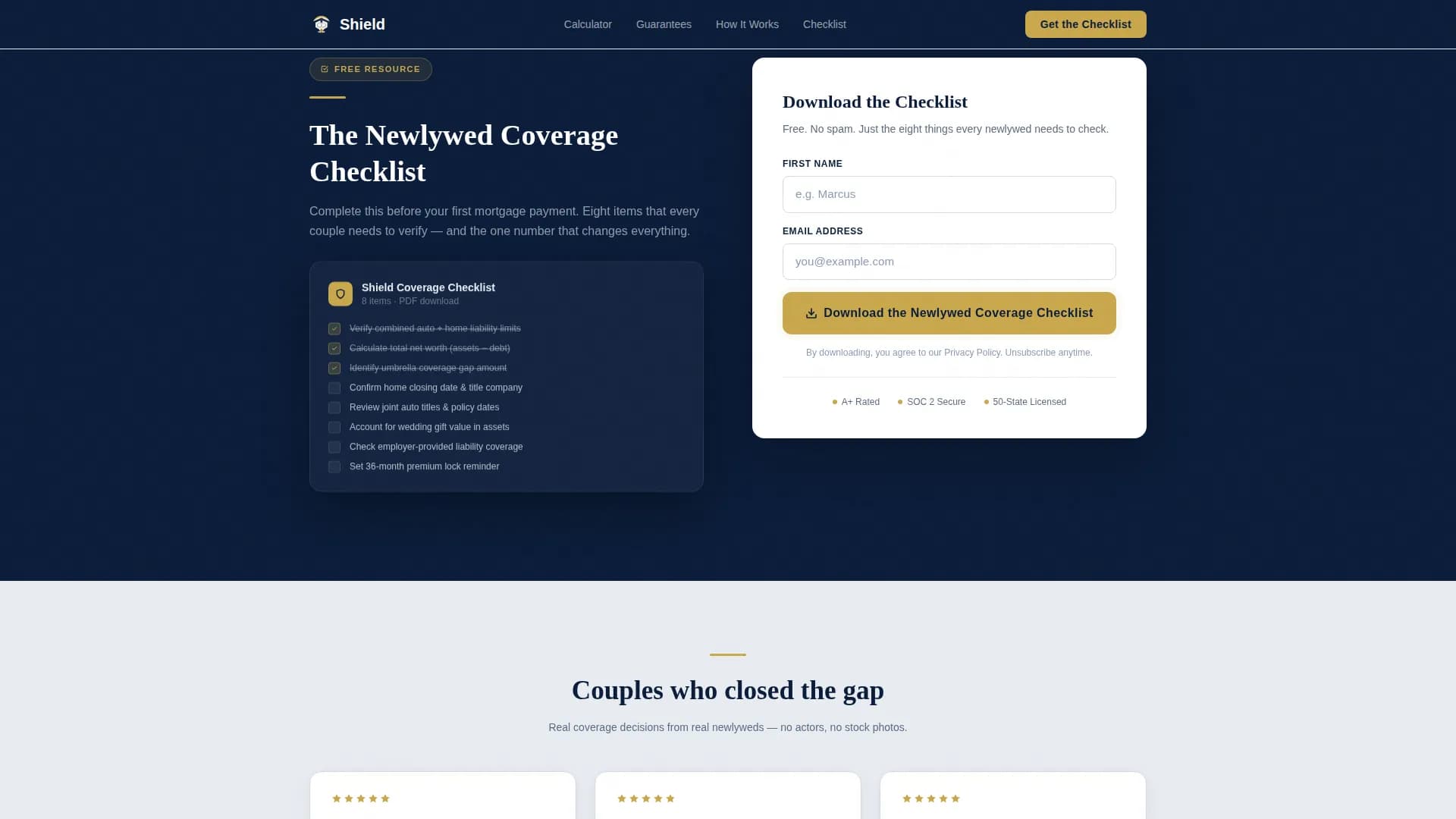 Fortify — Smart Newlywed Liability Landing Page Template