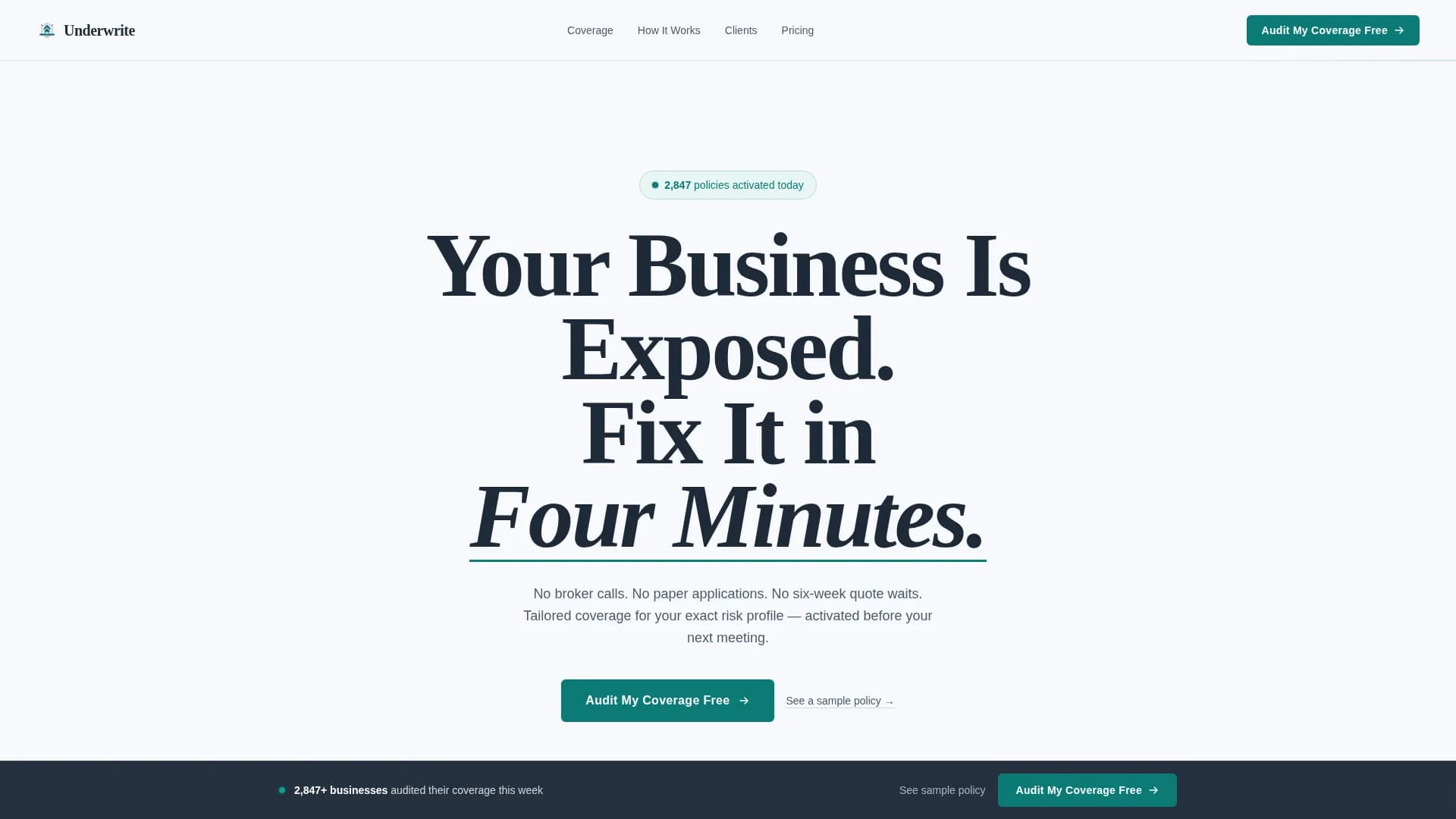 Validate — Rapid Business Insurance Landing Page Template