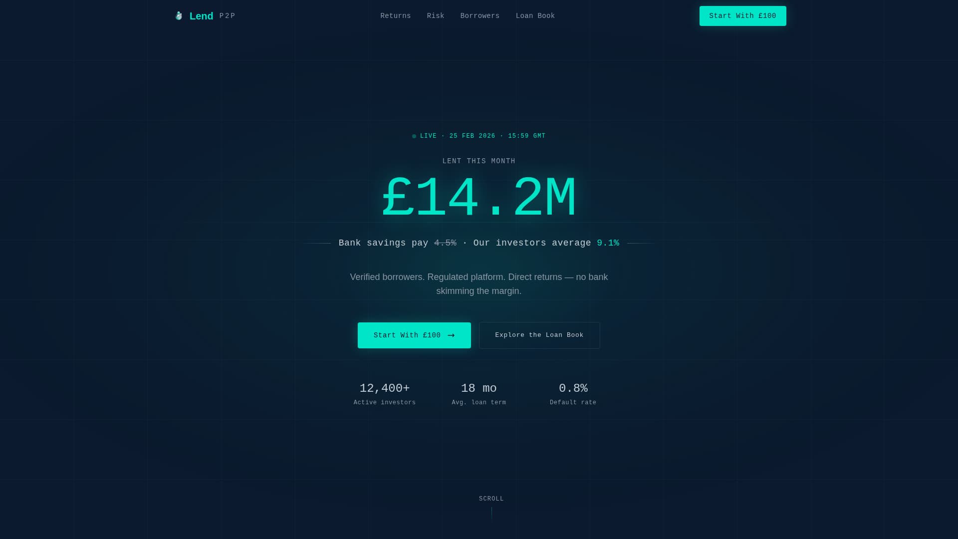Lend - Precision P2P Landing Page Template