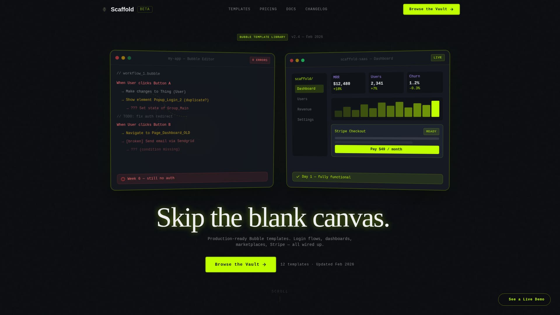 Scaffold - Powerful Bubble Landing Page Template
