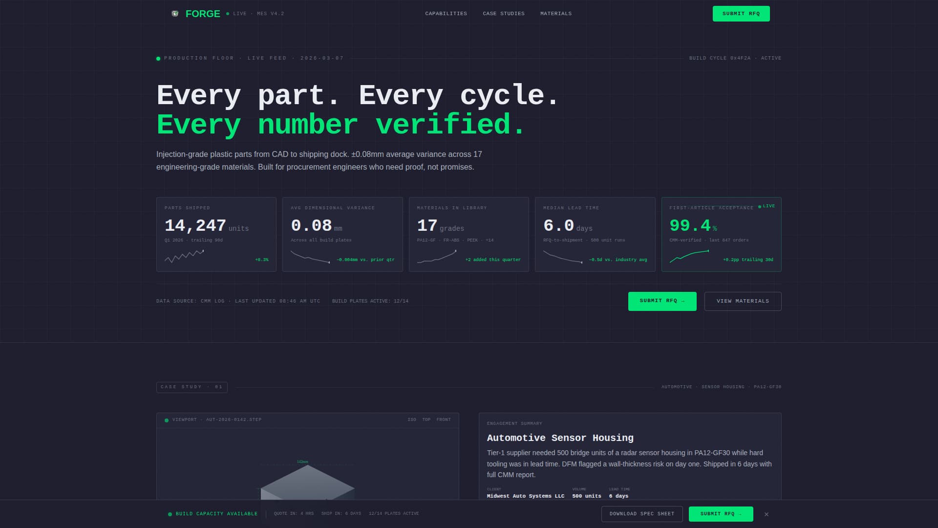 Forge - Precision Plastics Landing Page Template