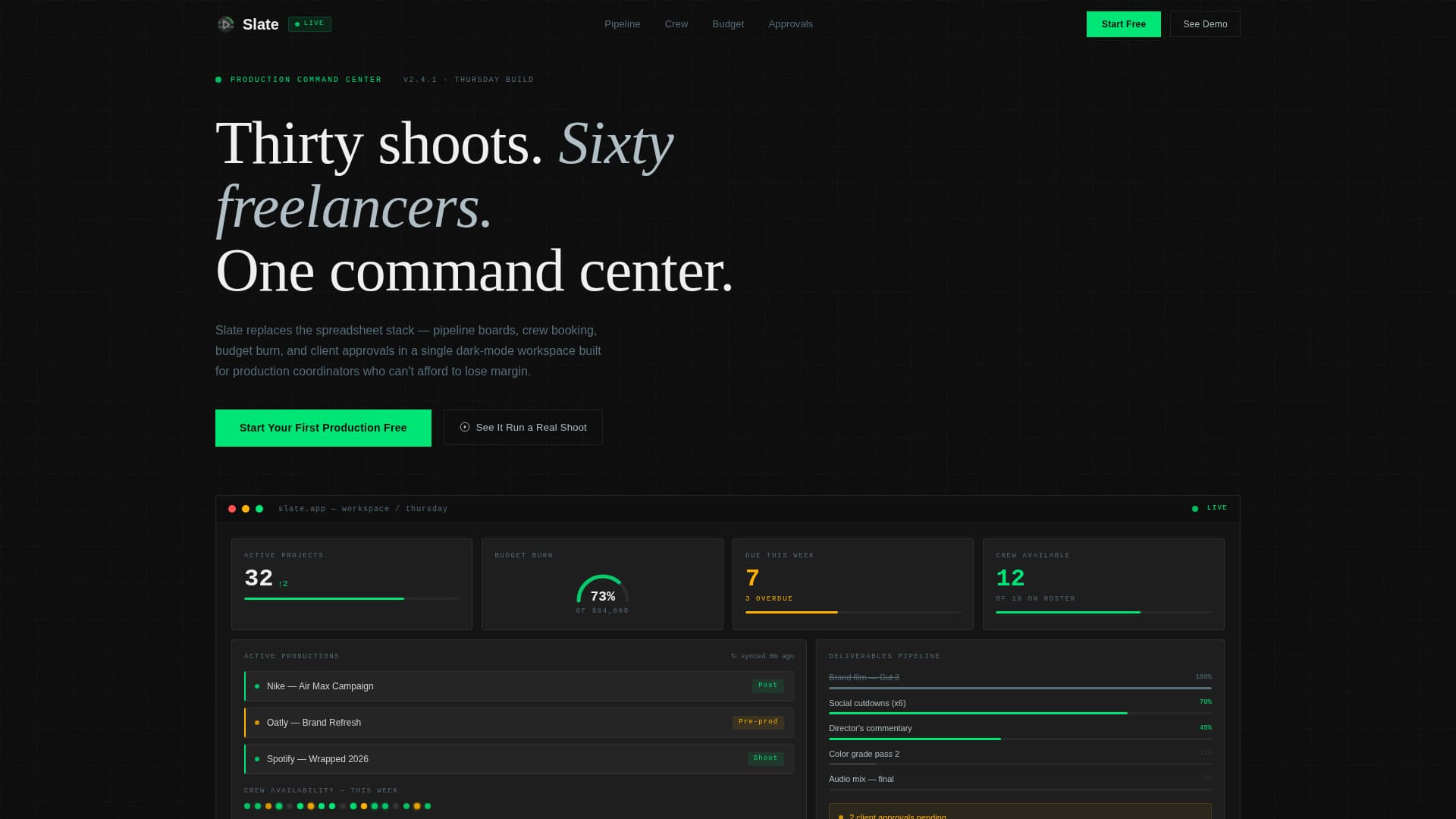 Video Production Vertical SaaS Professional Website Template
