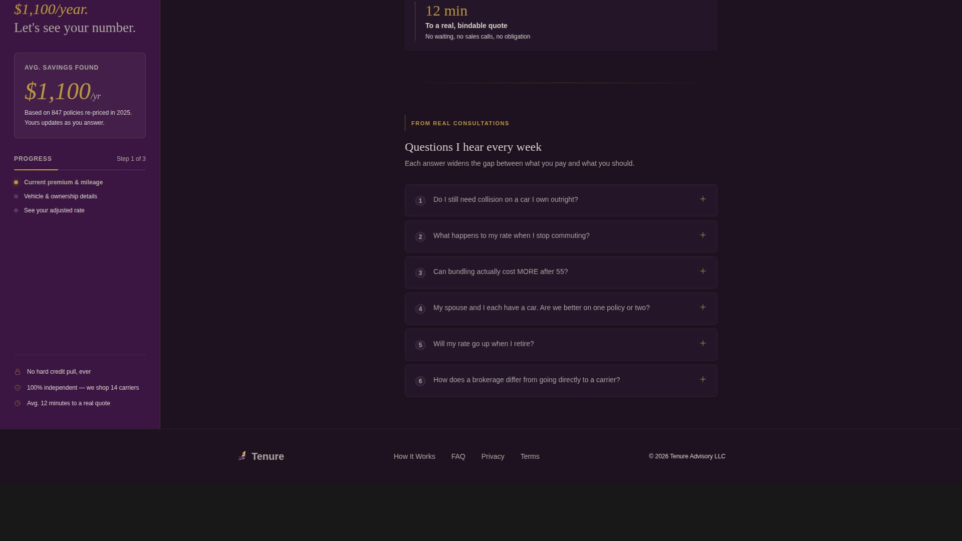 Tenure - Executive Preretiree Landing Page Template