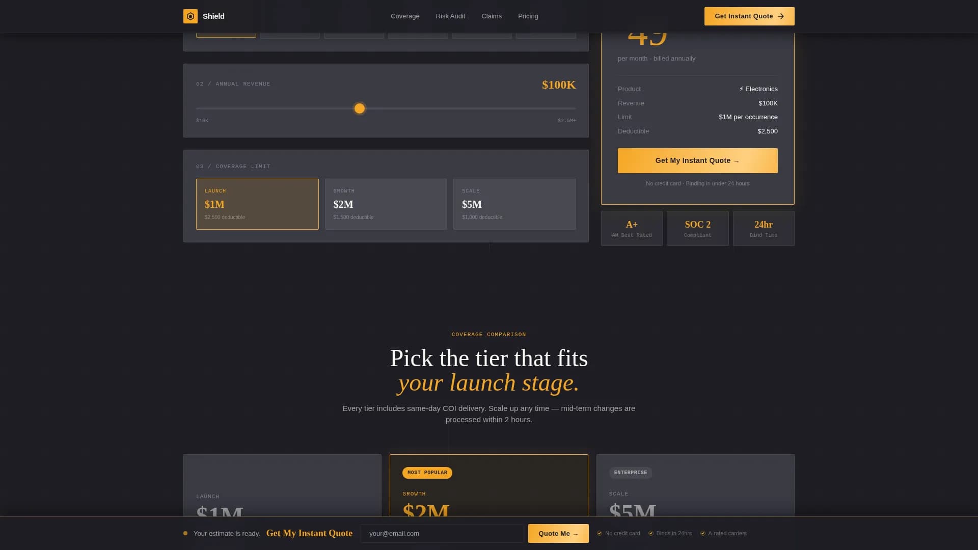 Launch — Rapid Liability Protection Landing Page Template