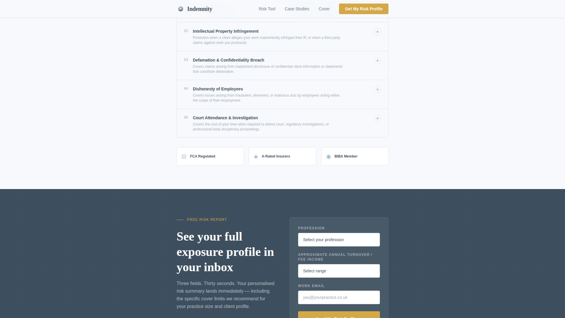 Indemnity - Trusted Professional Landing Page Template