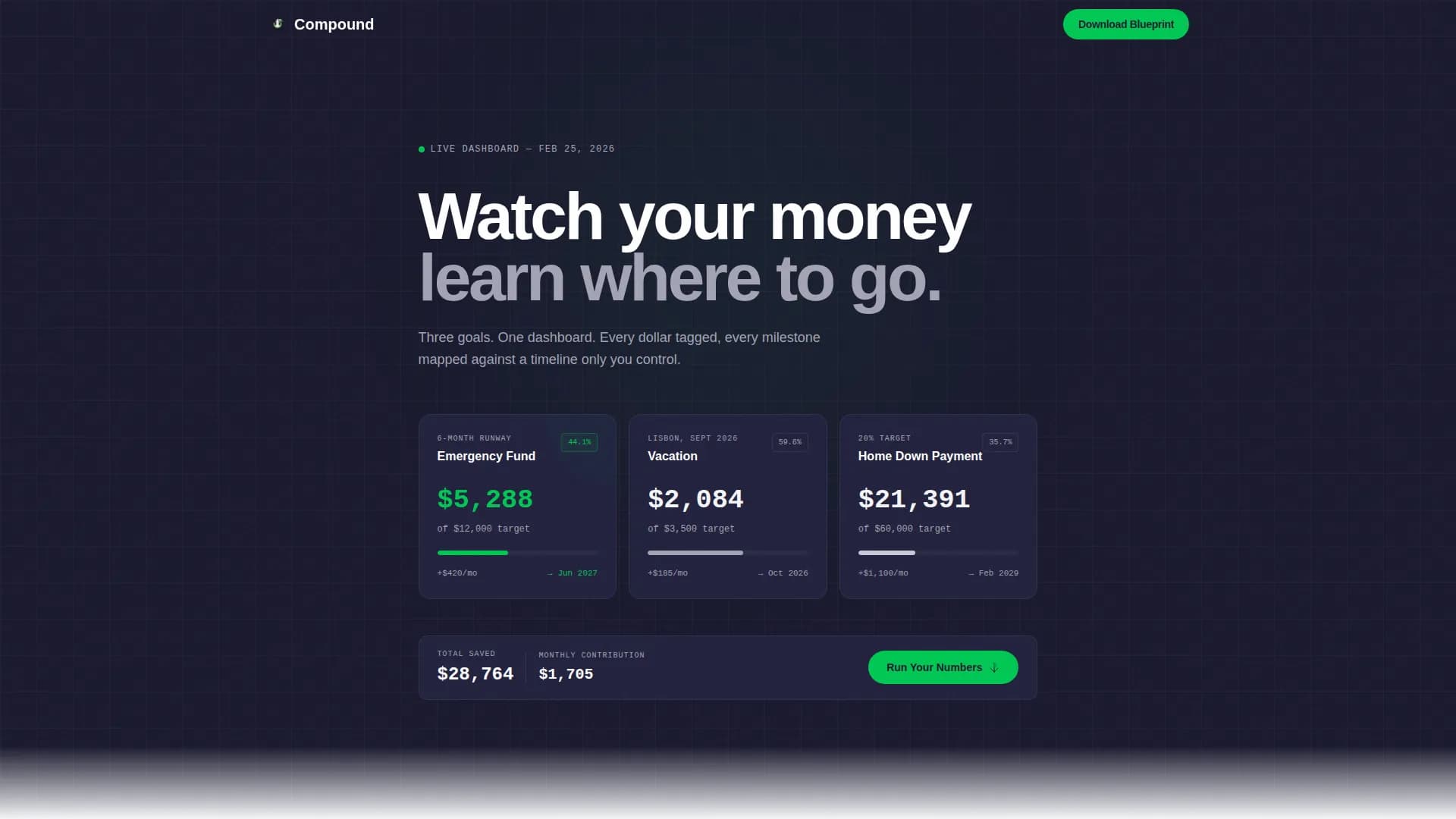 Accrue — Savings Tracker Goal Landing Page Template