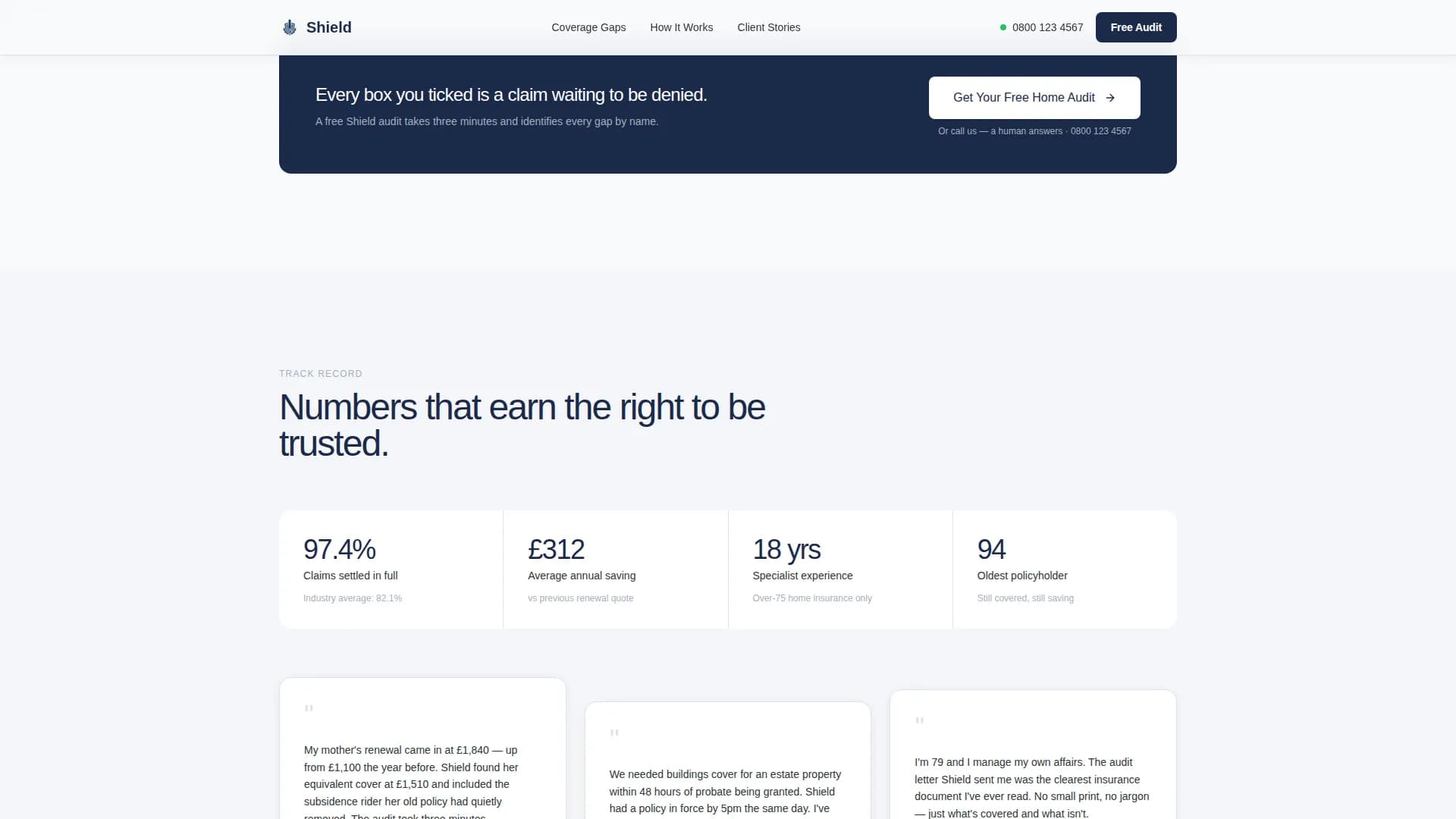 Shield — Trusted Senior Home Insurance Landing Page Template
