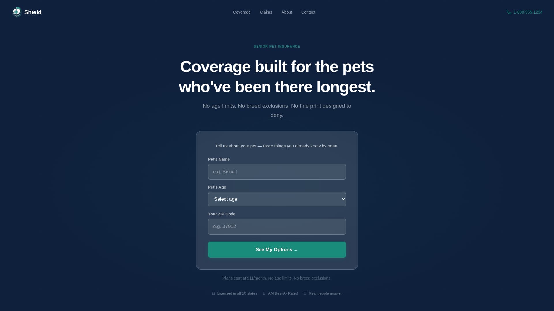 Shield - Trusted Seniorpet Landing Page Template