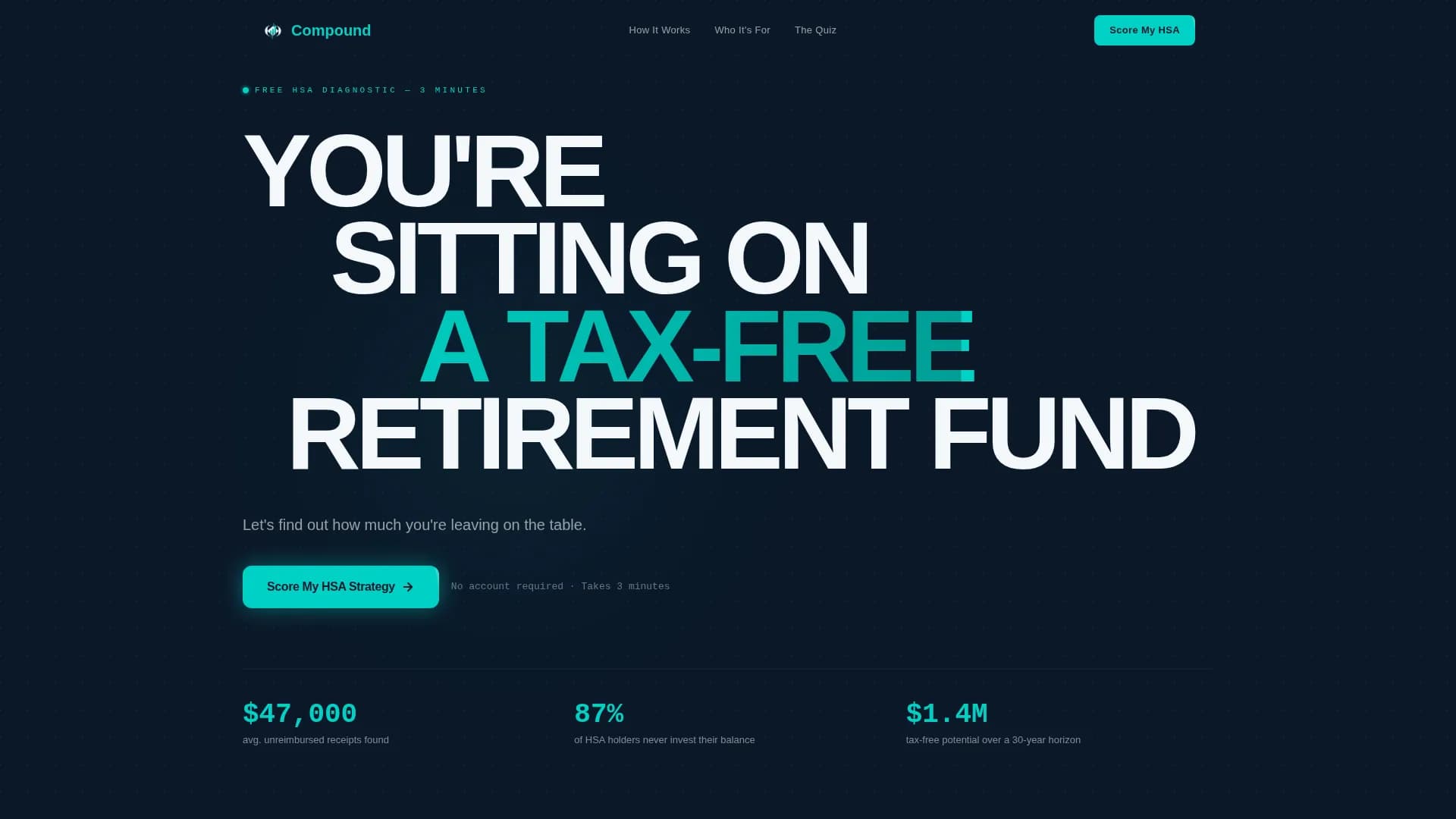 Compound - Score Your Triple-Tax Retirement HSA Landing Page Template