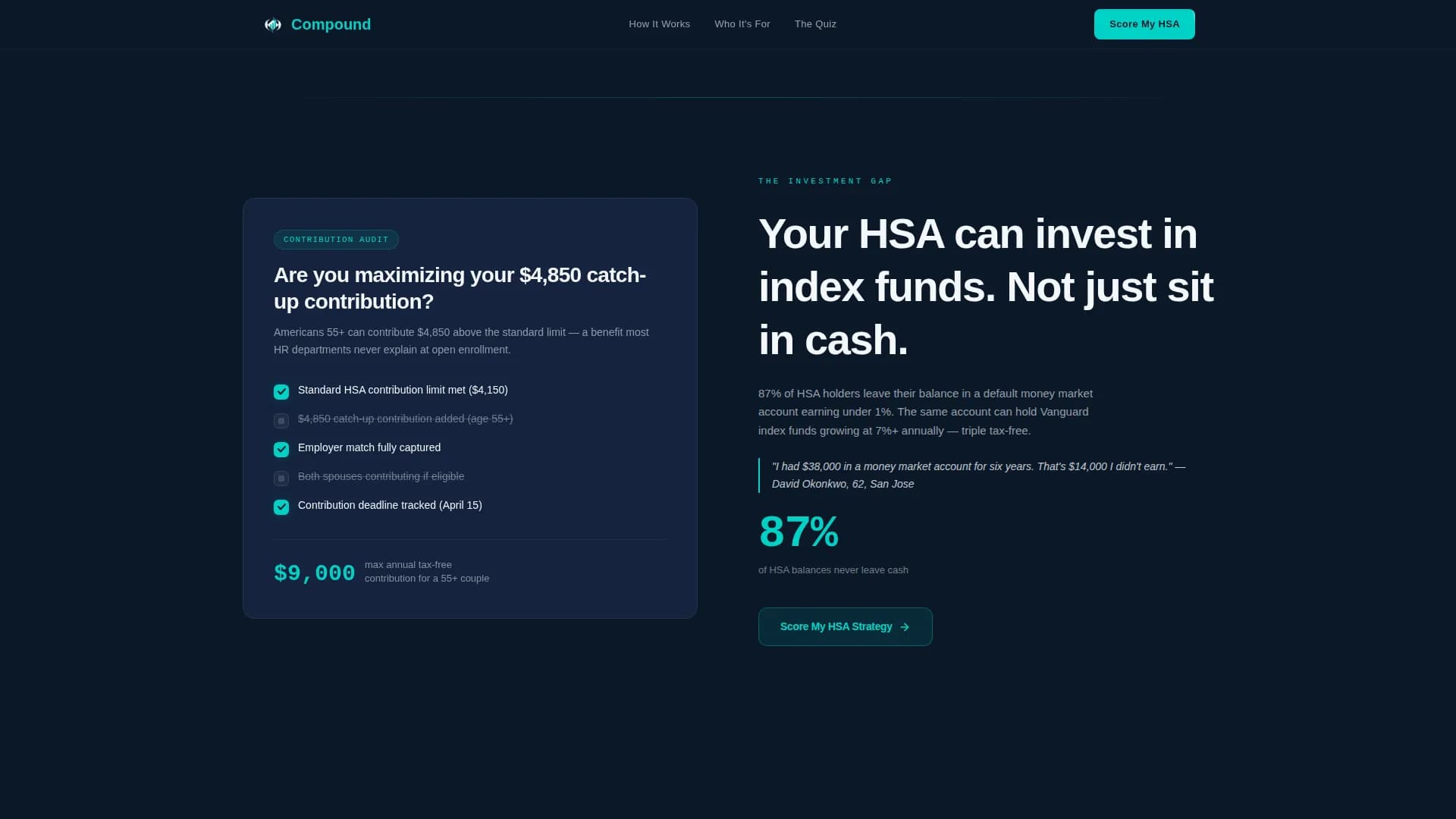 Compound - Score Your Triple-Tax Retirement HSA Landing Page Template