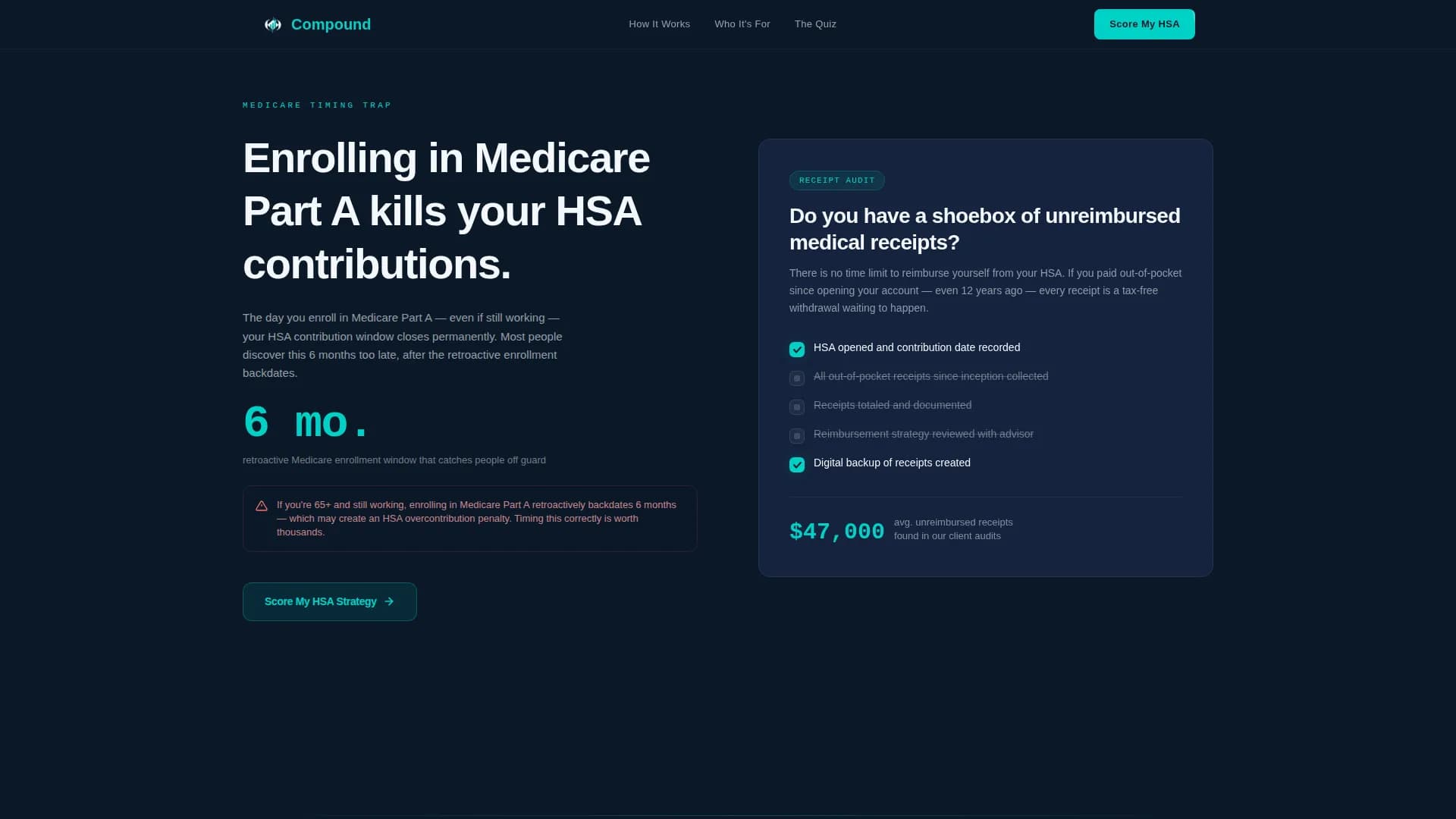 Compound - Score Your Triple-Tax Retirement HSA Landing Page Template