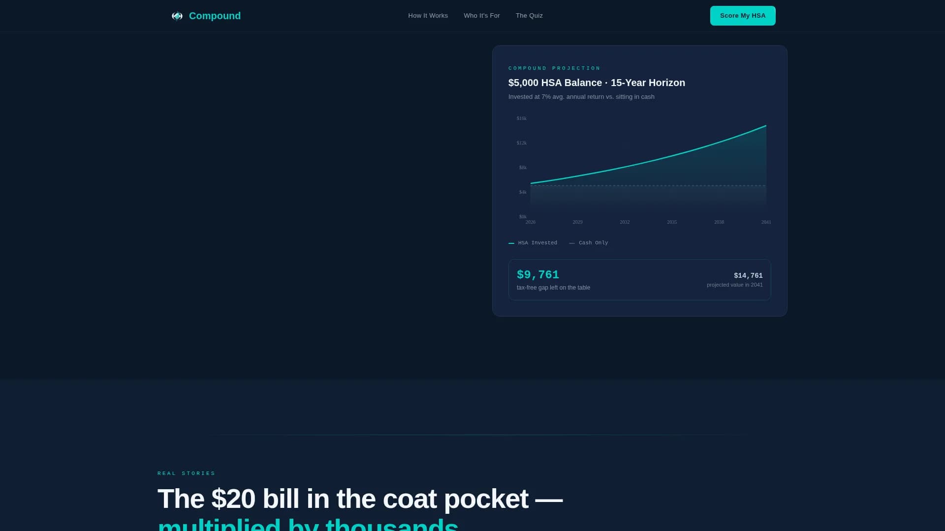 Compound - Score Your Triple-Tax Retirement HSA Landing Page Template
