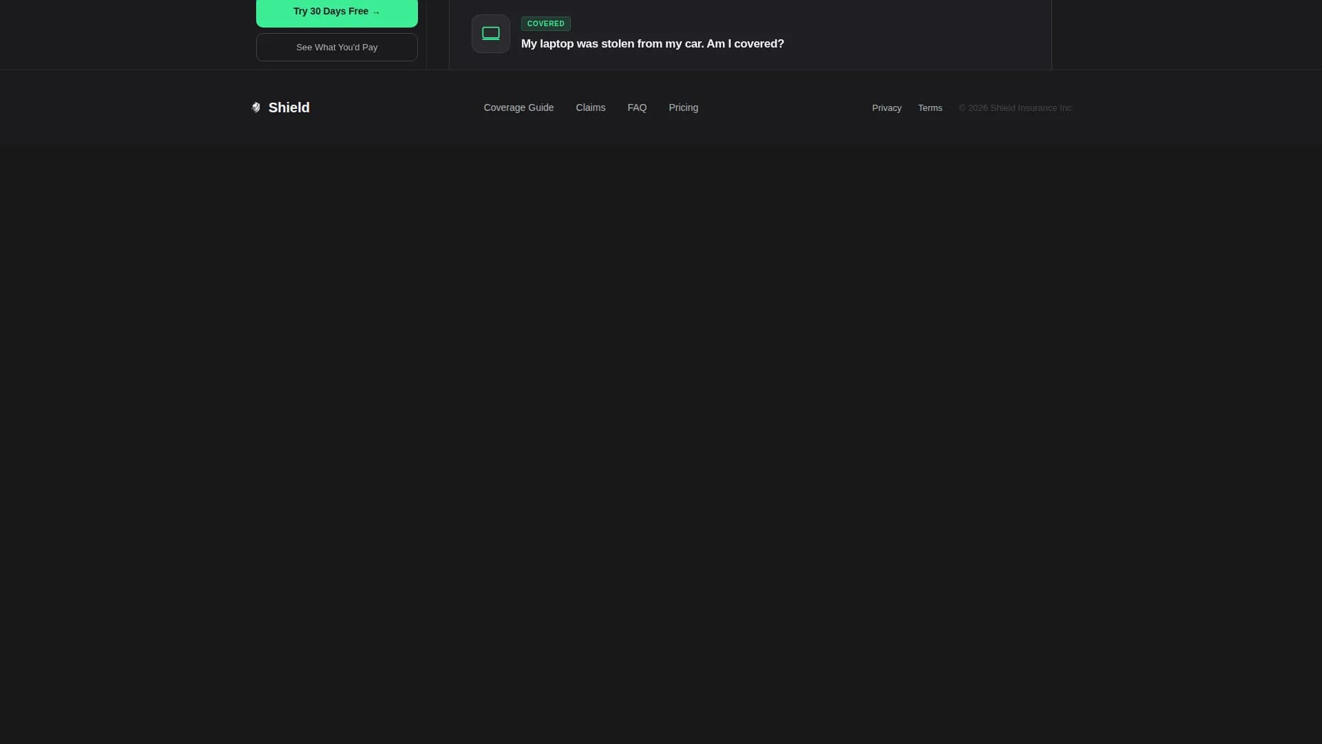 Shield — Solo Renter Coverage Landing Page Template