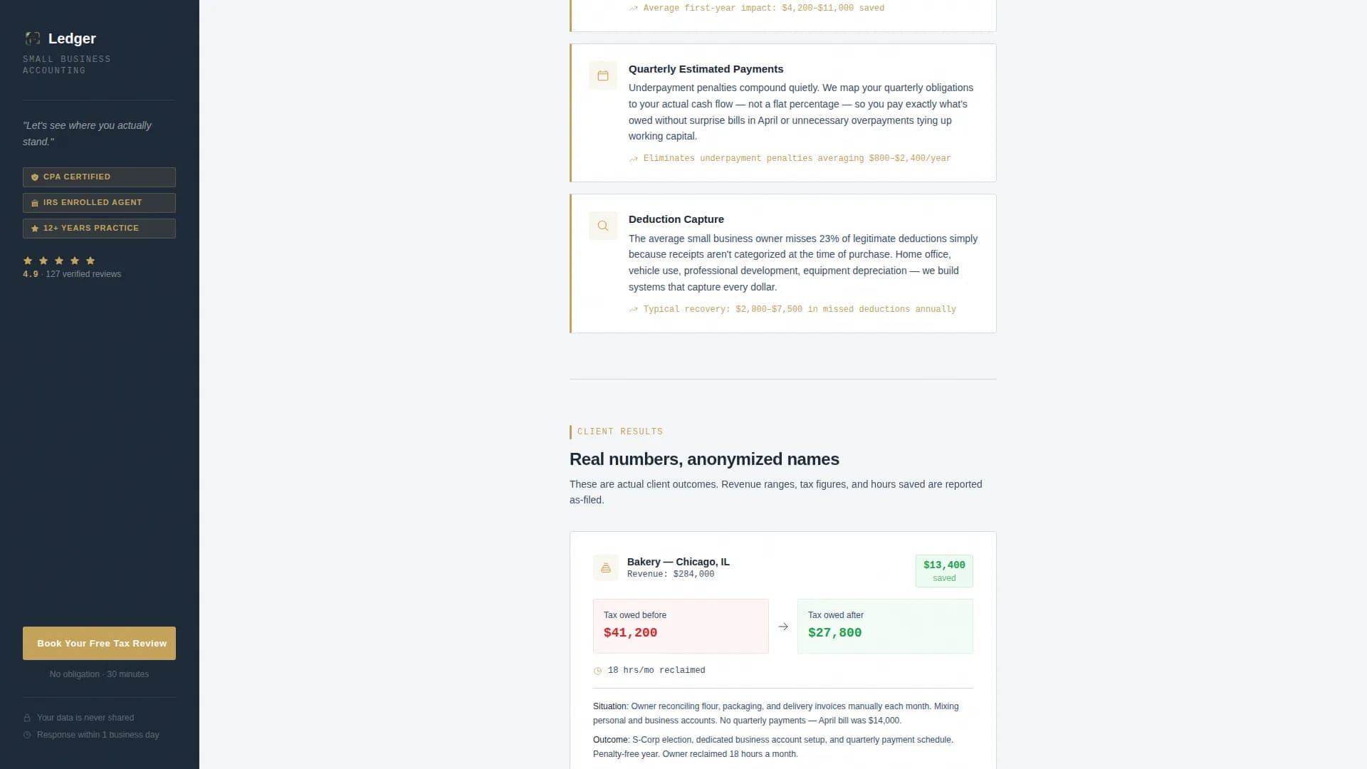 Small Business Tax Savings & Reduction Website Template