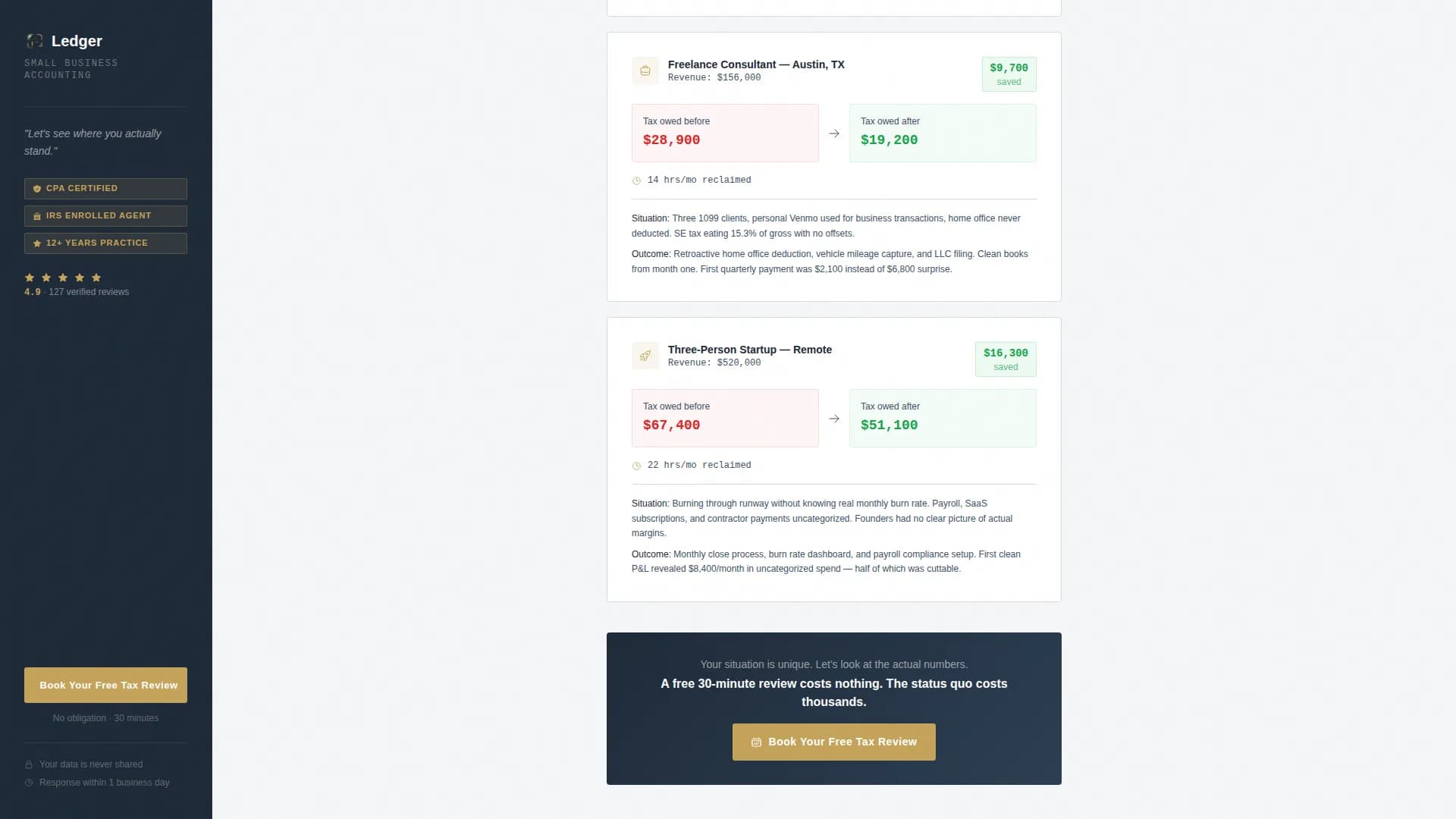 Small Business Tax Savings & Reduction Website Template