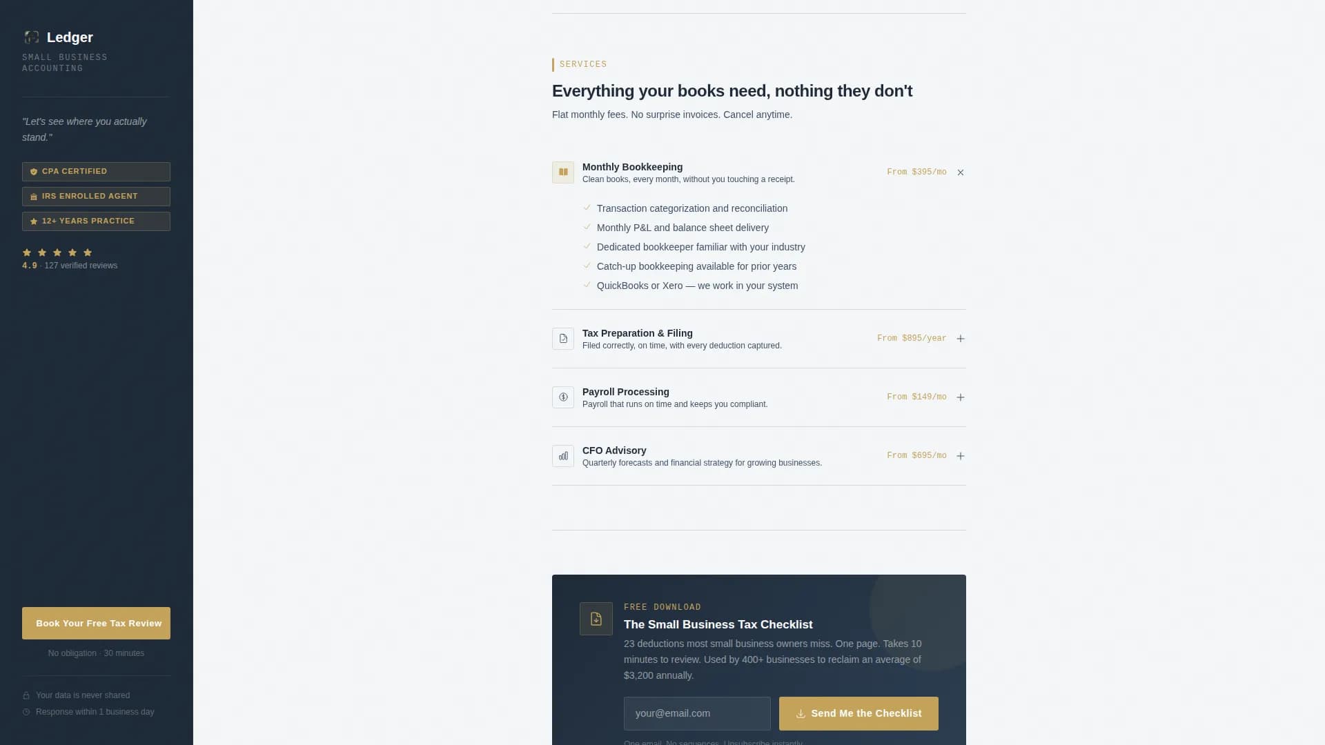 Small Business Tax Savings & Reduction Website Template