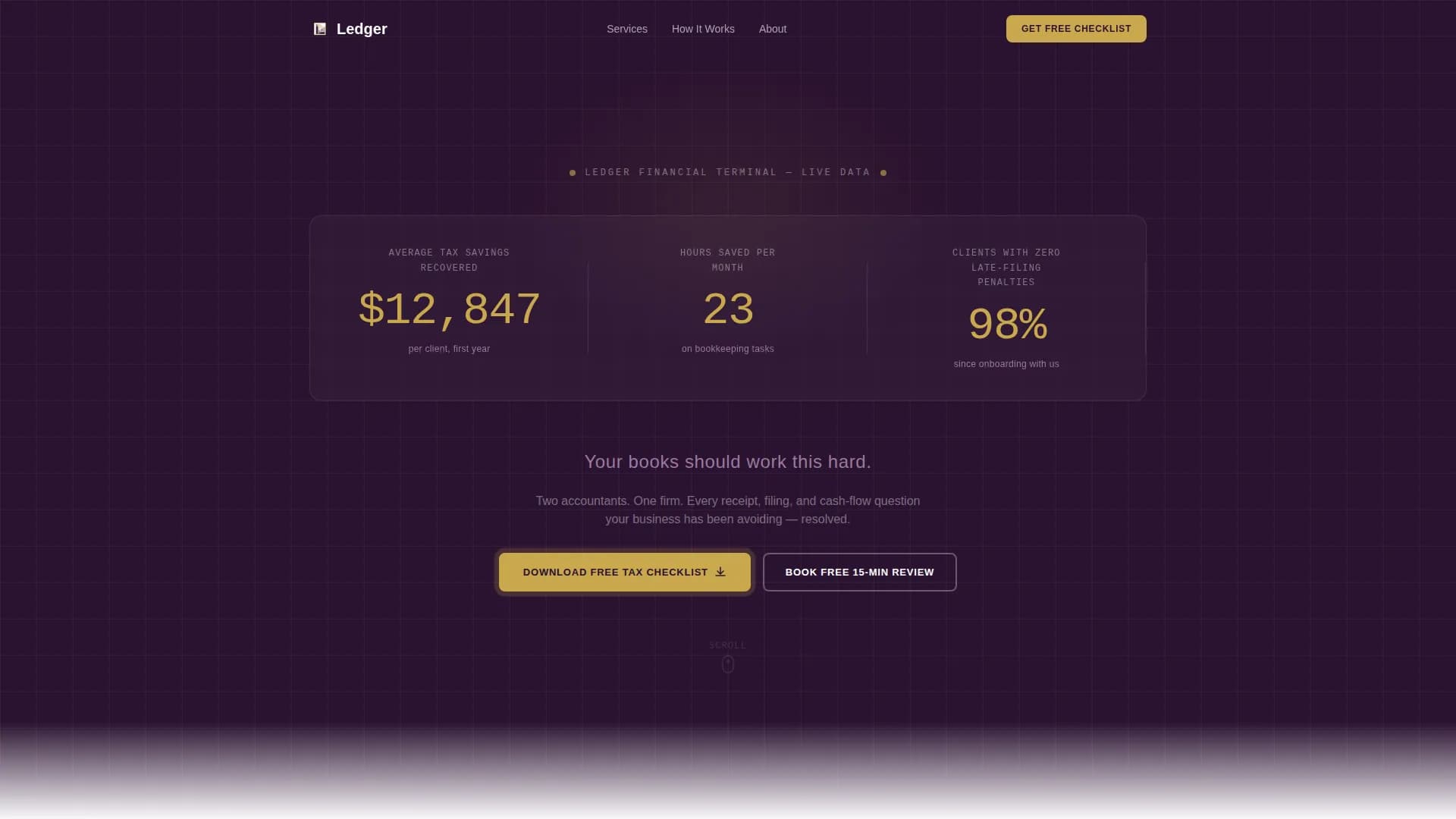 Control — Accounting Business Data Landing Page Template