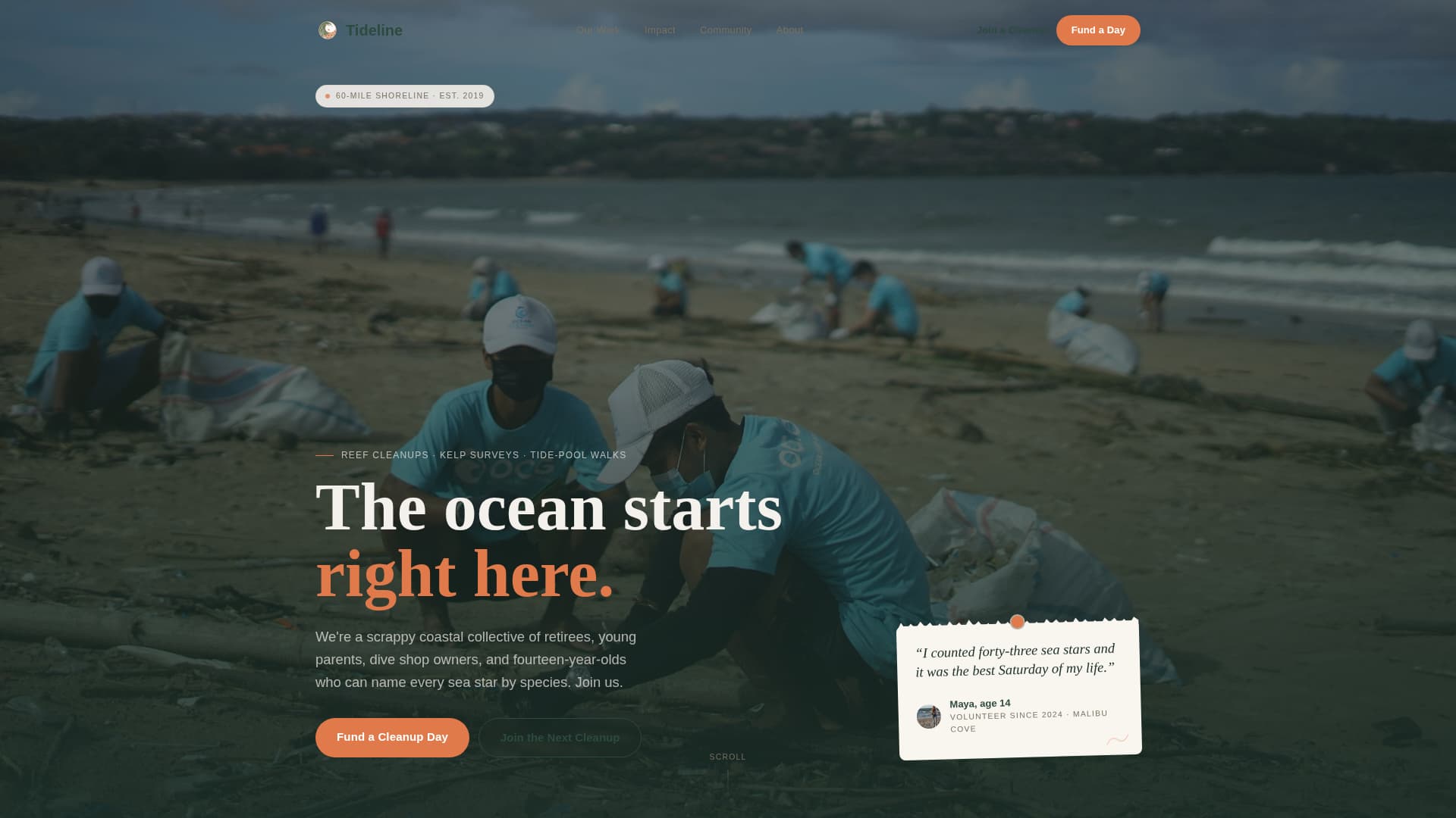 Tideline - Inspiring Oceanconservation Landing Page Template